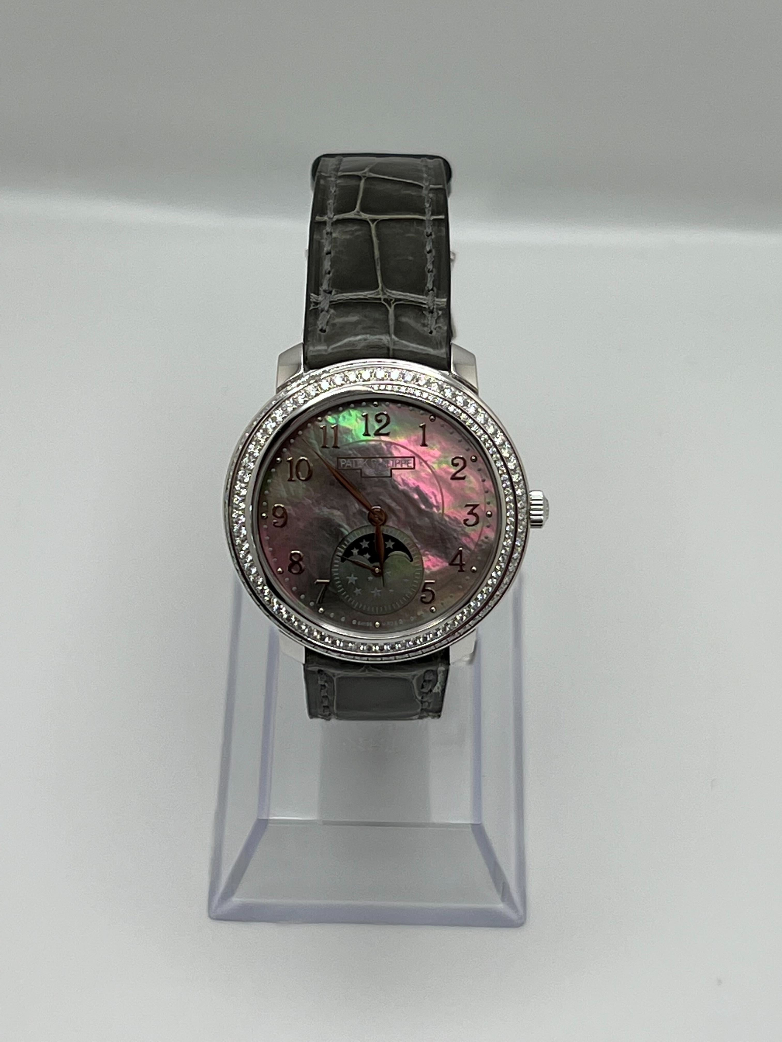Patek Philippe Complications Moon Phase White Gold Black Tahitian Mother of Pearl Diamond 4968G-001【1:1 Replica】