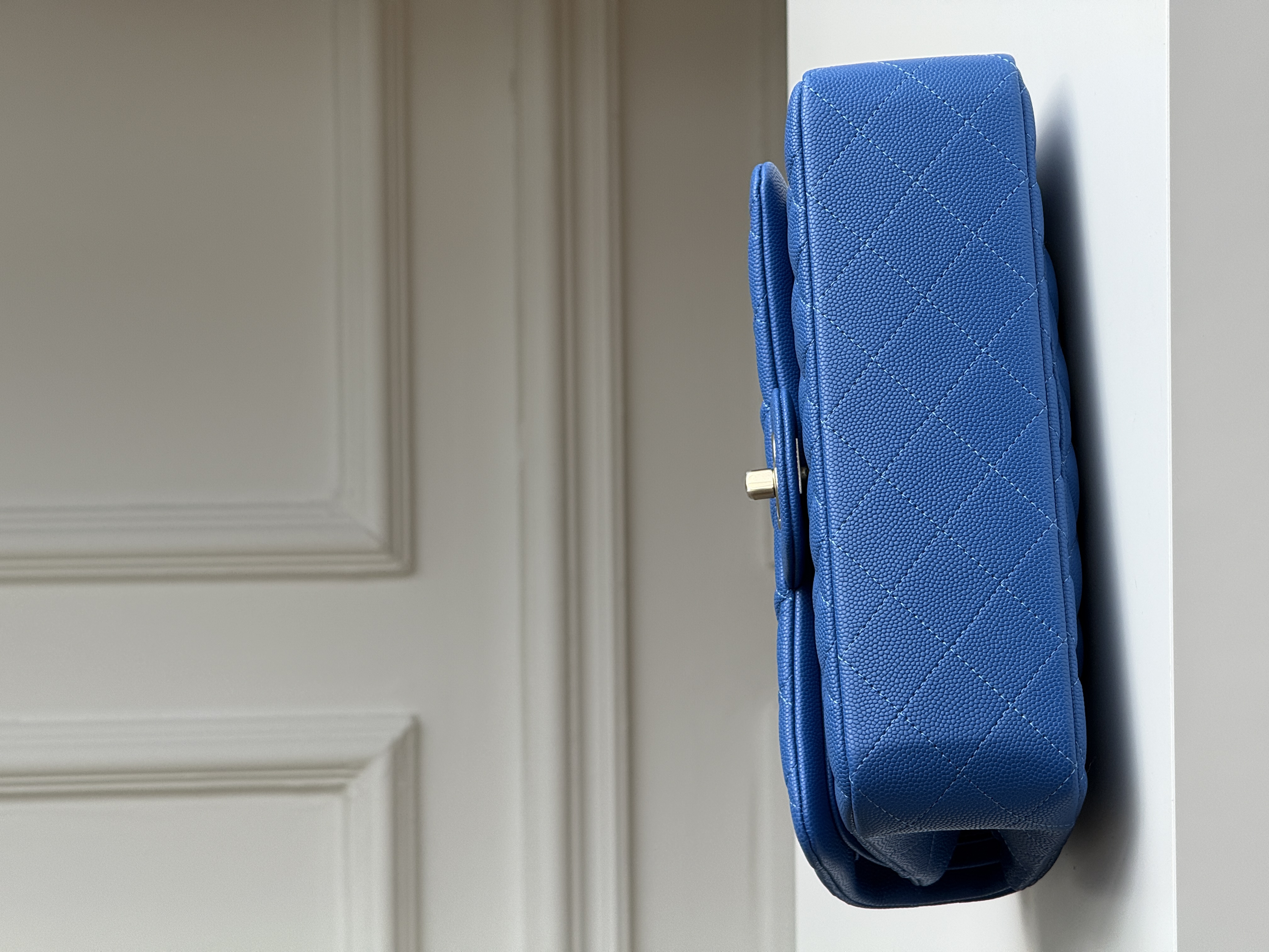 Chanel Klein Blue Caviar Leather Medium Classic Flap Handbag