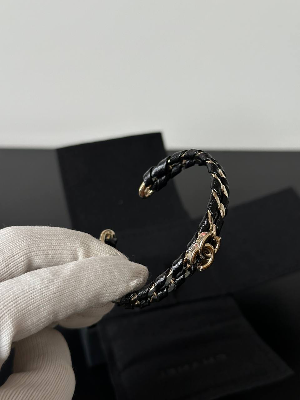 Chanel Turnlock Leather & Metal Cuff Bracelet