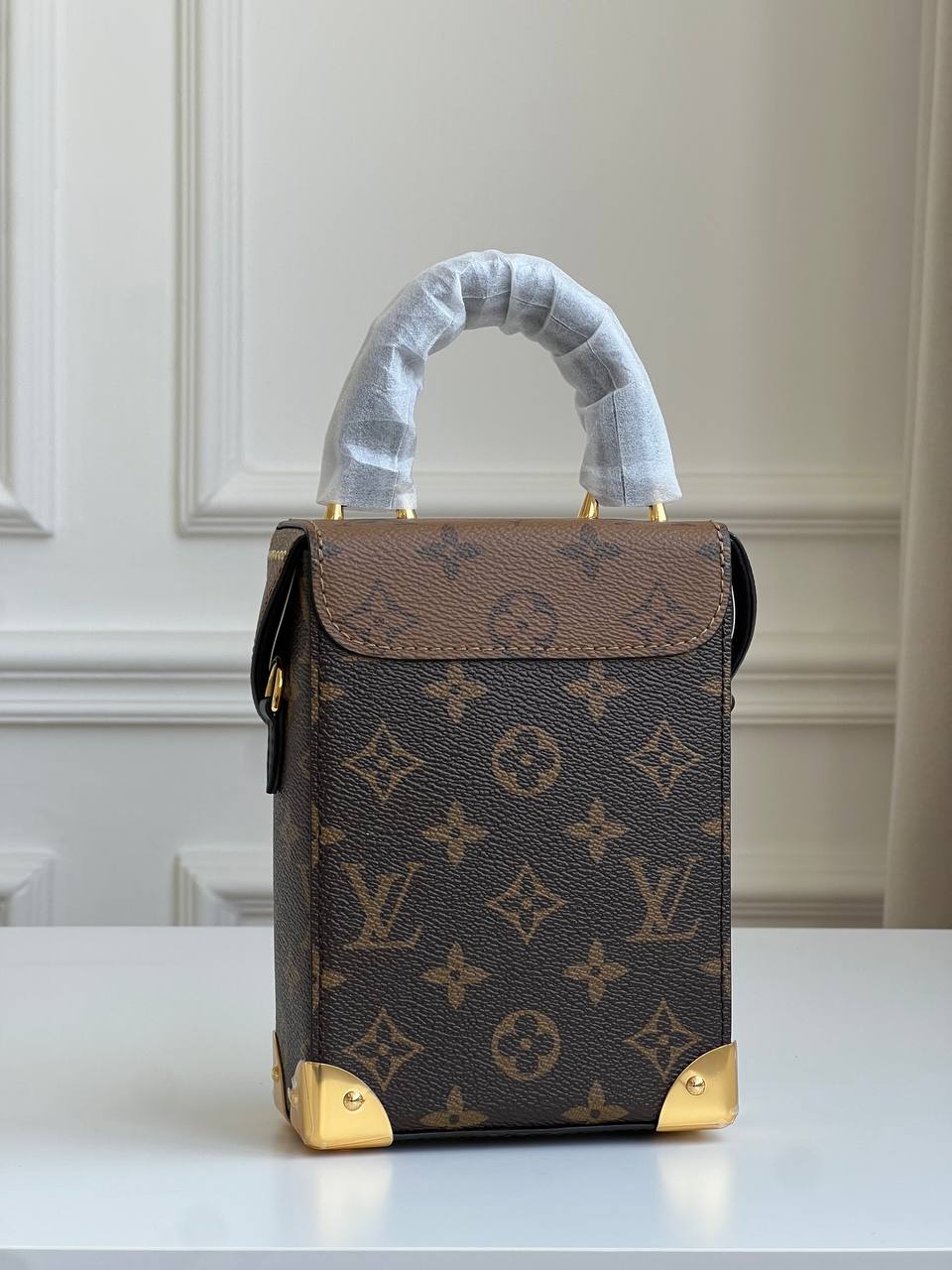Louis Vuitton Camera Box Reverse Monogram Rivet Trunk Handbag Crossbody Bag
