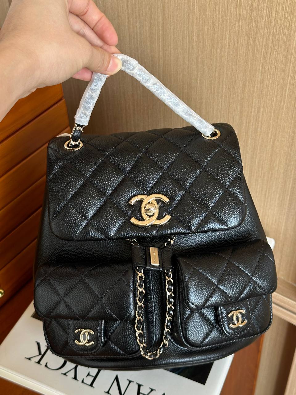 Chanel Black Caviar Leather Multi-pocket Mini Backpack