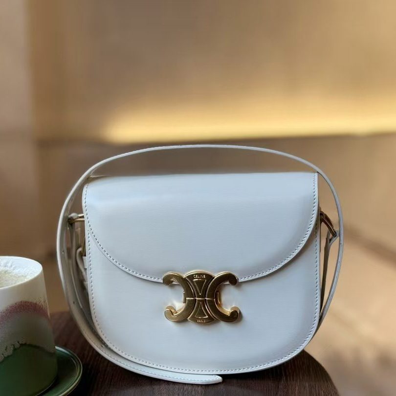 TEEN TRIOMPHE BAG IN SHINY CALFSKIN WHITE 19X16CM