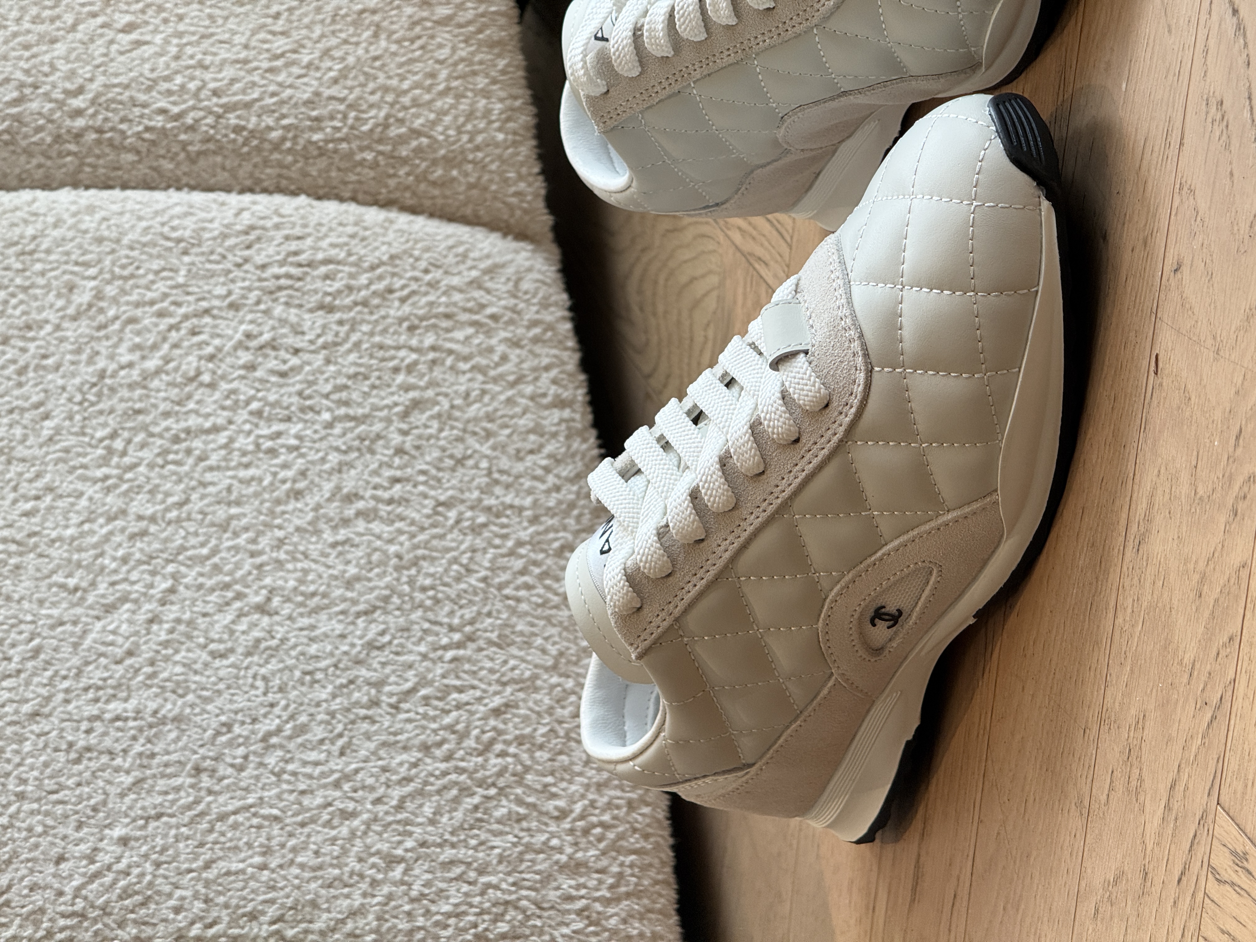 CHANEL Lambskin Quilted German Trainer Sneakers