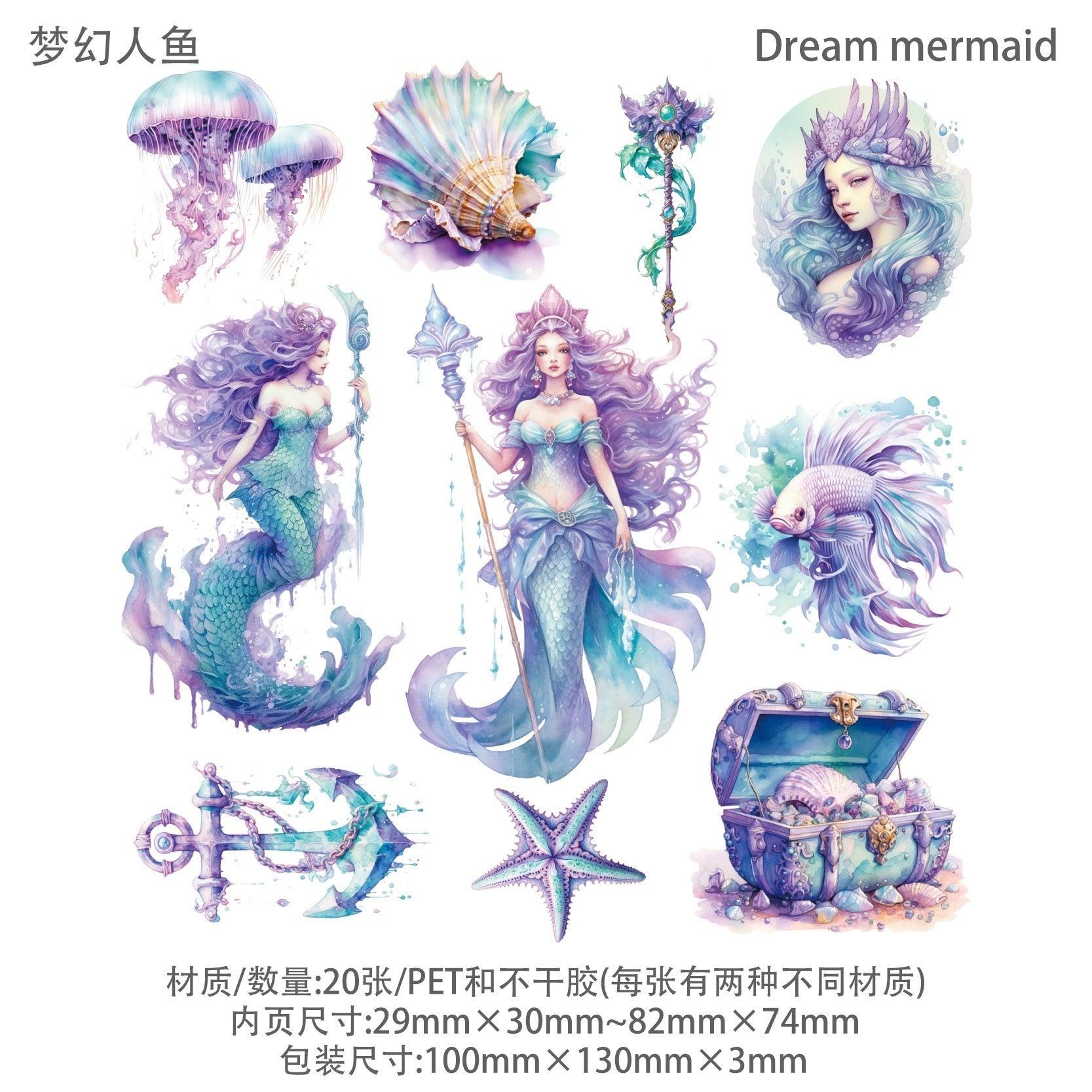 1056 Sticker Pack Mermaid Poseidon Series