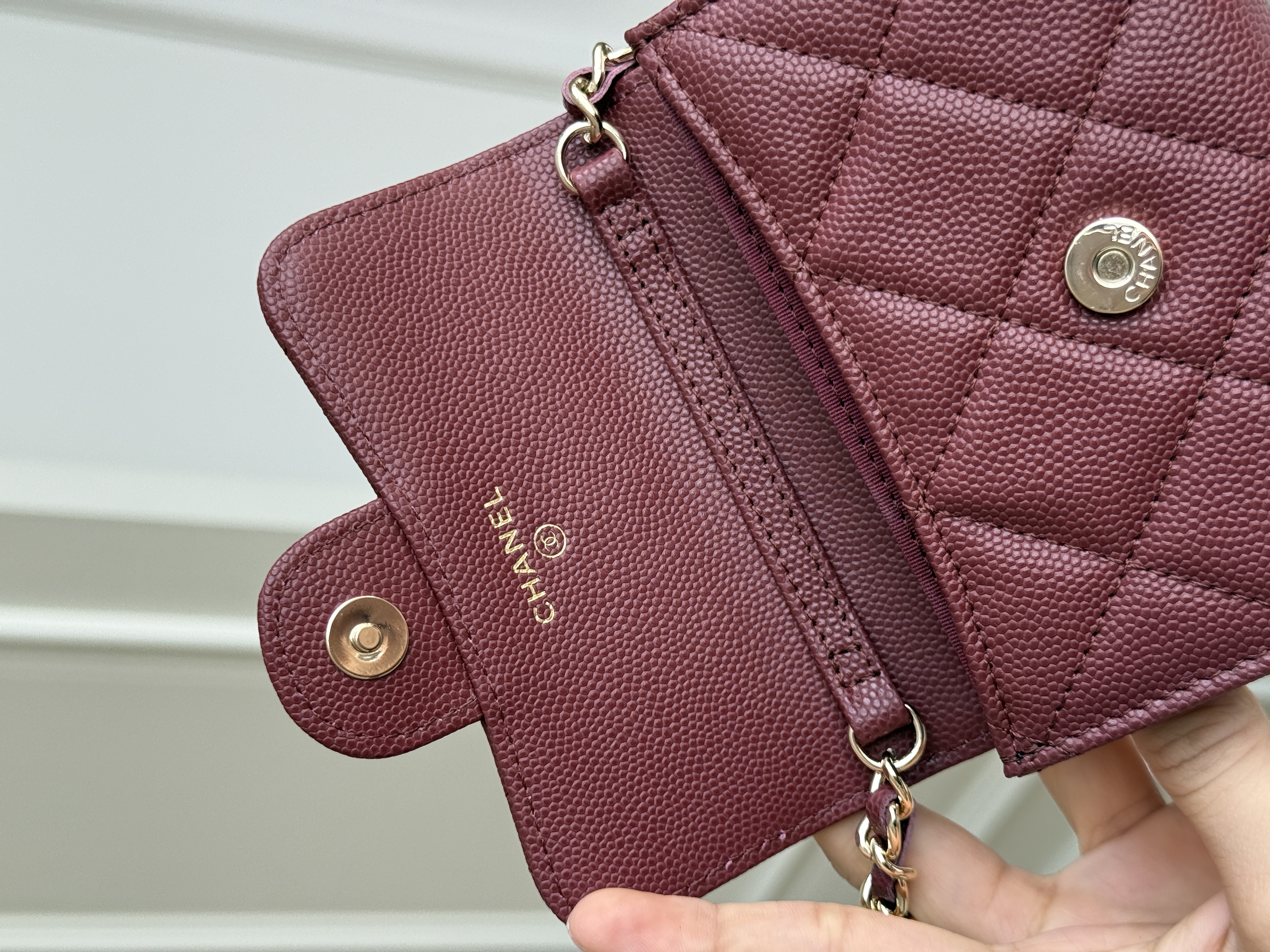 Chanel Burgundy Caviar Leather Mini Classic Flap Gold CC Chain Bag