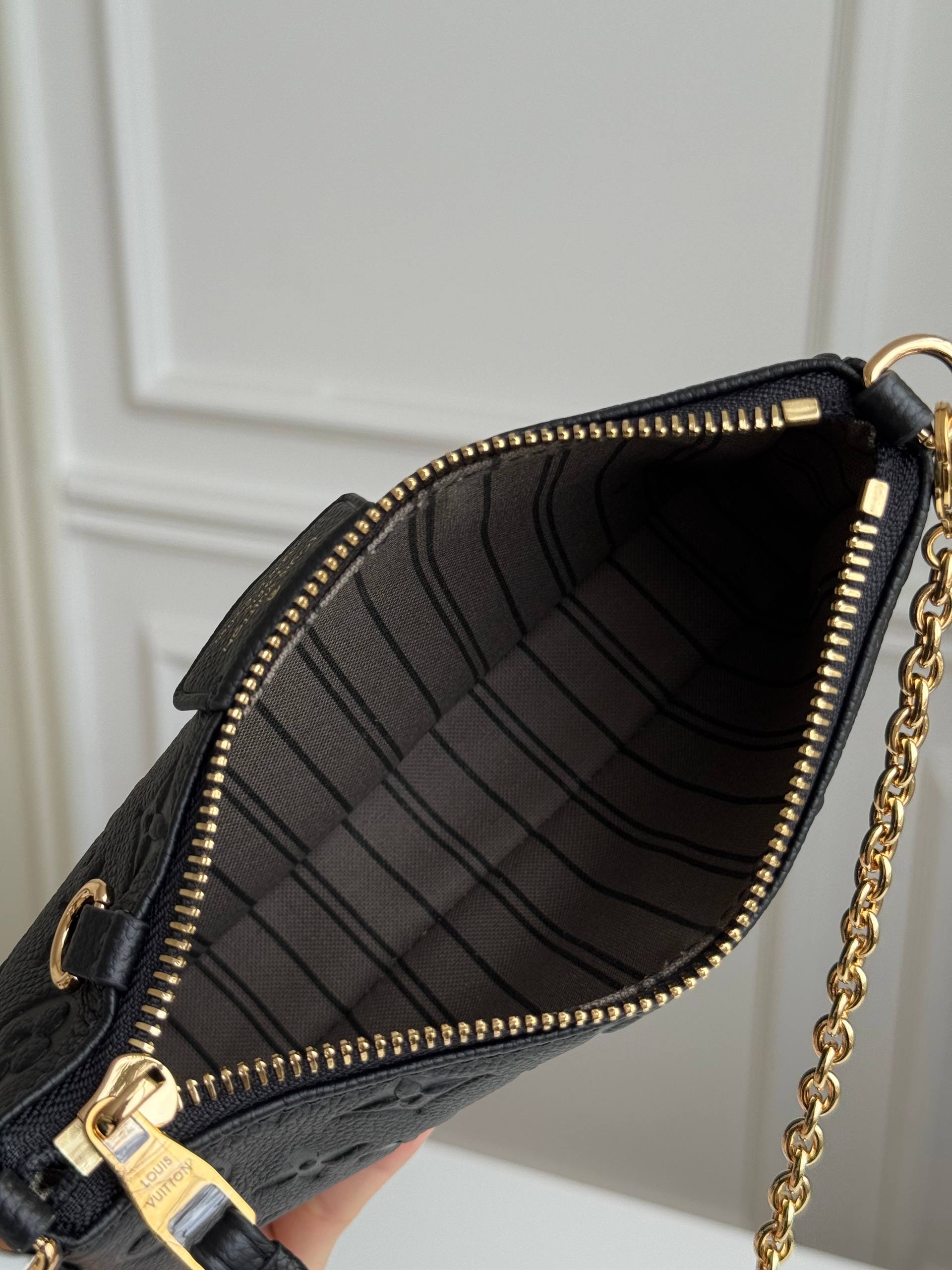 LV Easy Pouch Black Embossed Underarm Bag