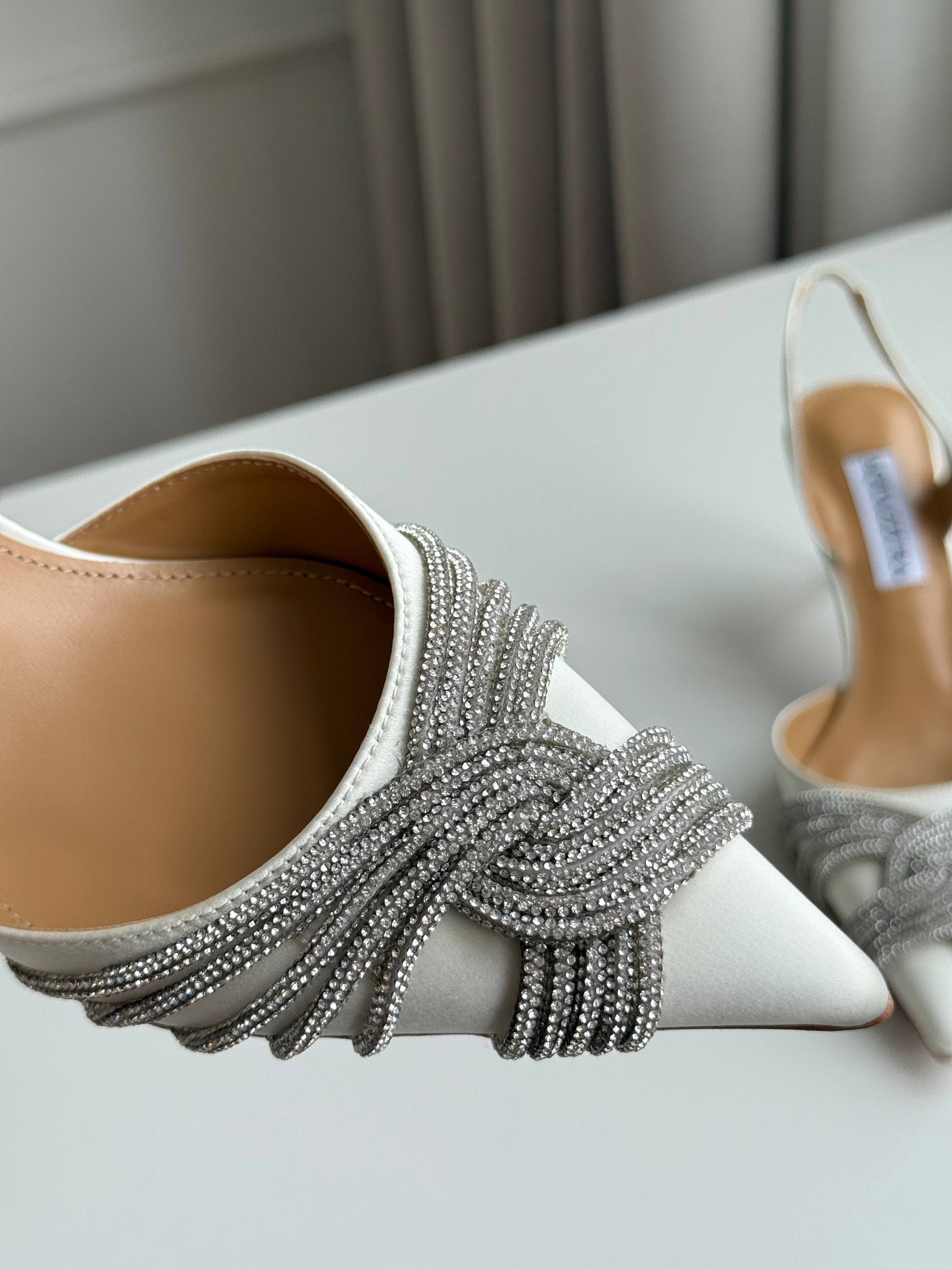 Pointed Toe Crisscross Rhinestone Slingback Stiletto Heel Sandals