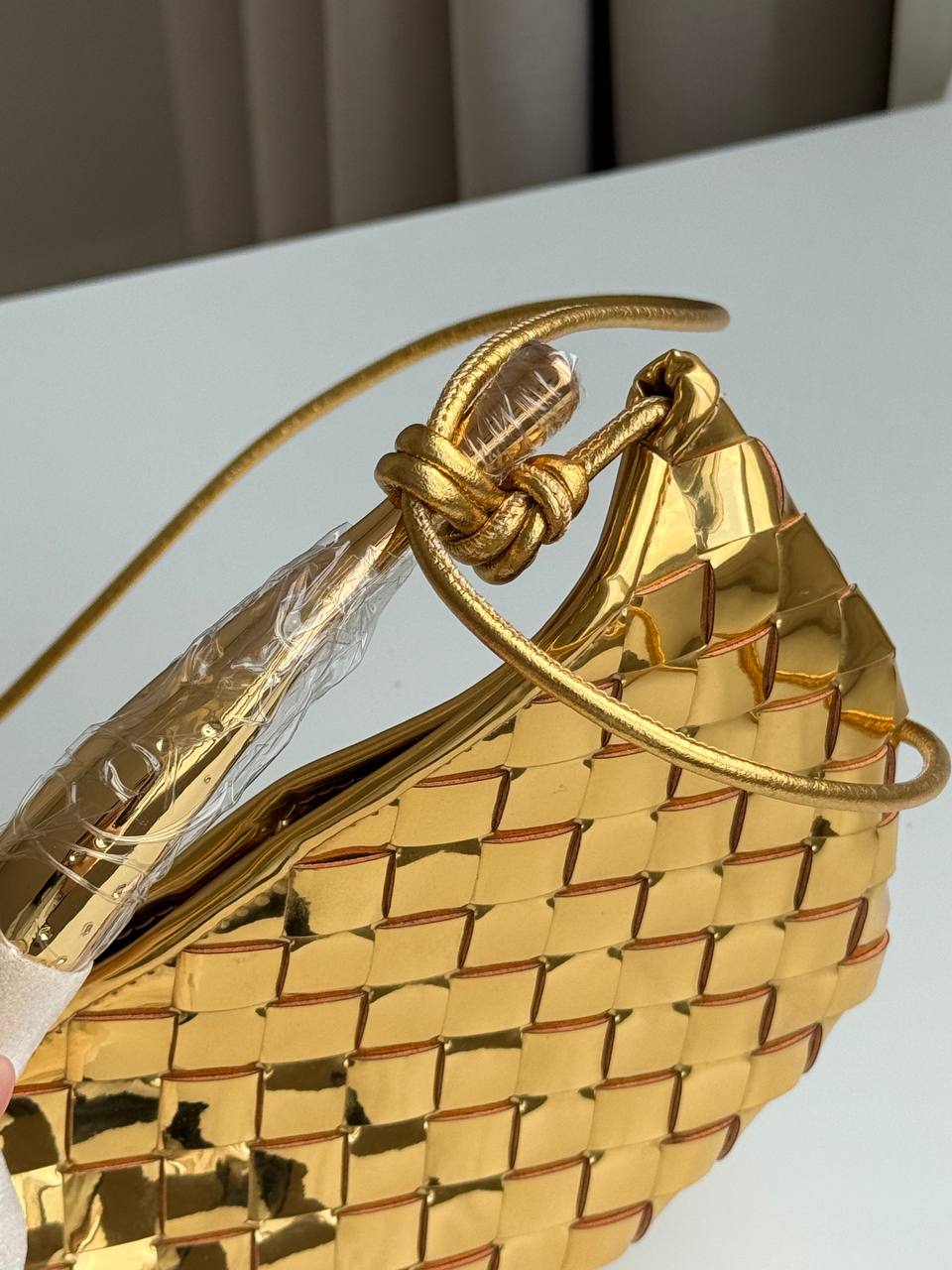 Bottega Veneta Andiamo Metallic Gold Intrecciato Tote Bag