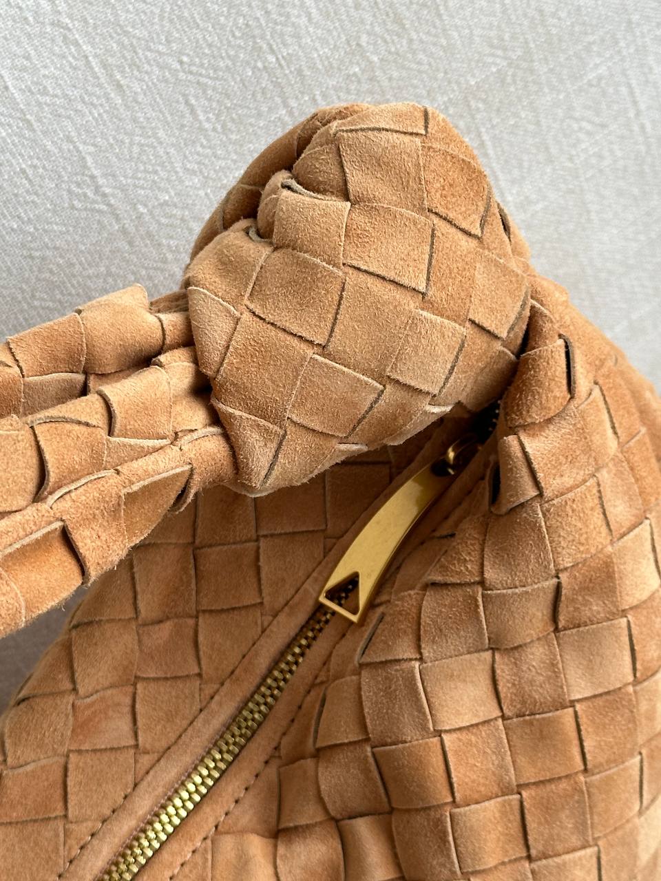 Bottega Veneta Caramel Suede Intrecciato Jumbo Hobo Tote Bag