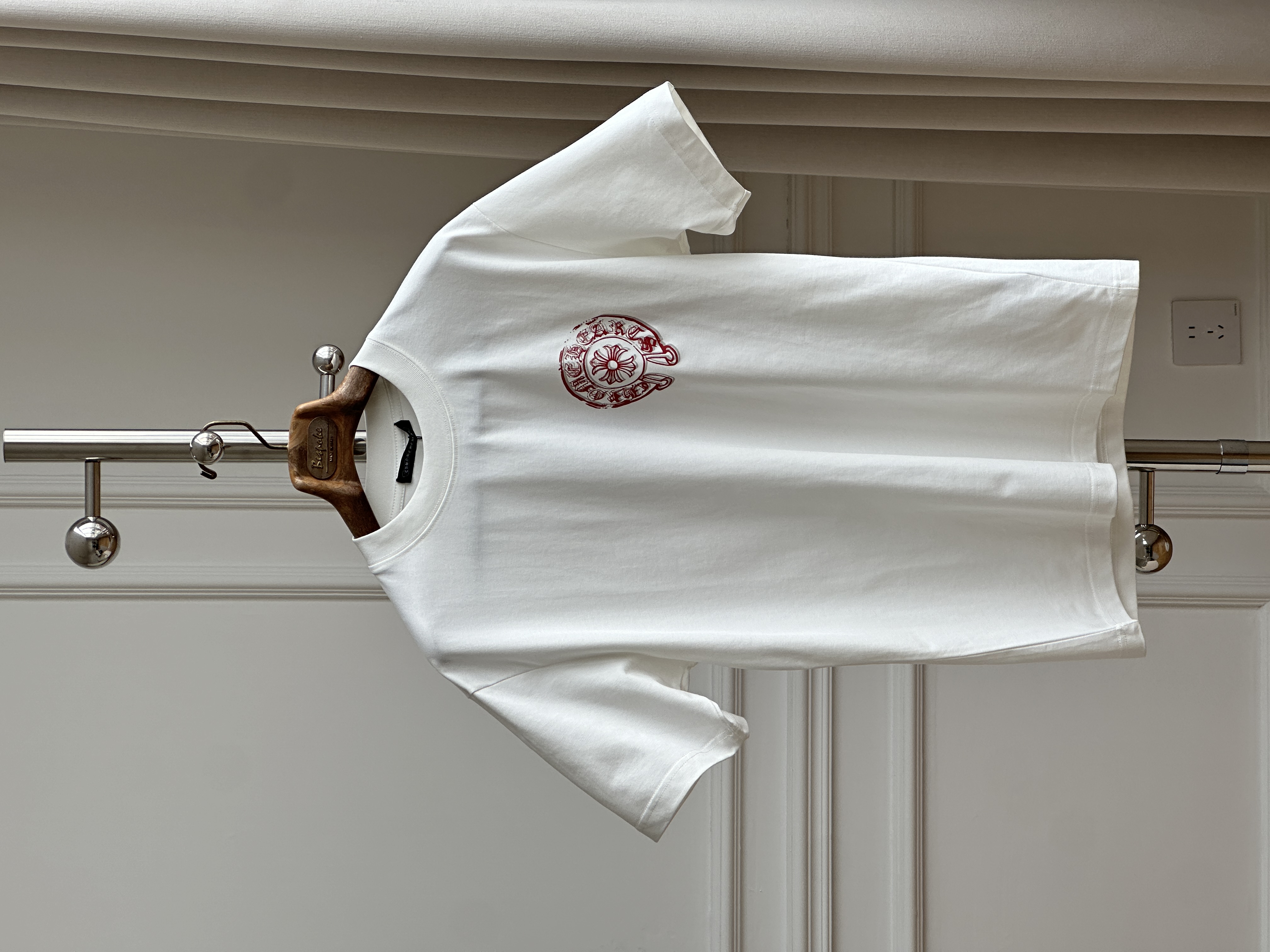 Chrome Hearts Red Horseshoe Logo Short-Sleeve T-Shirt