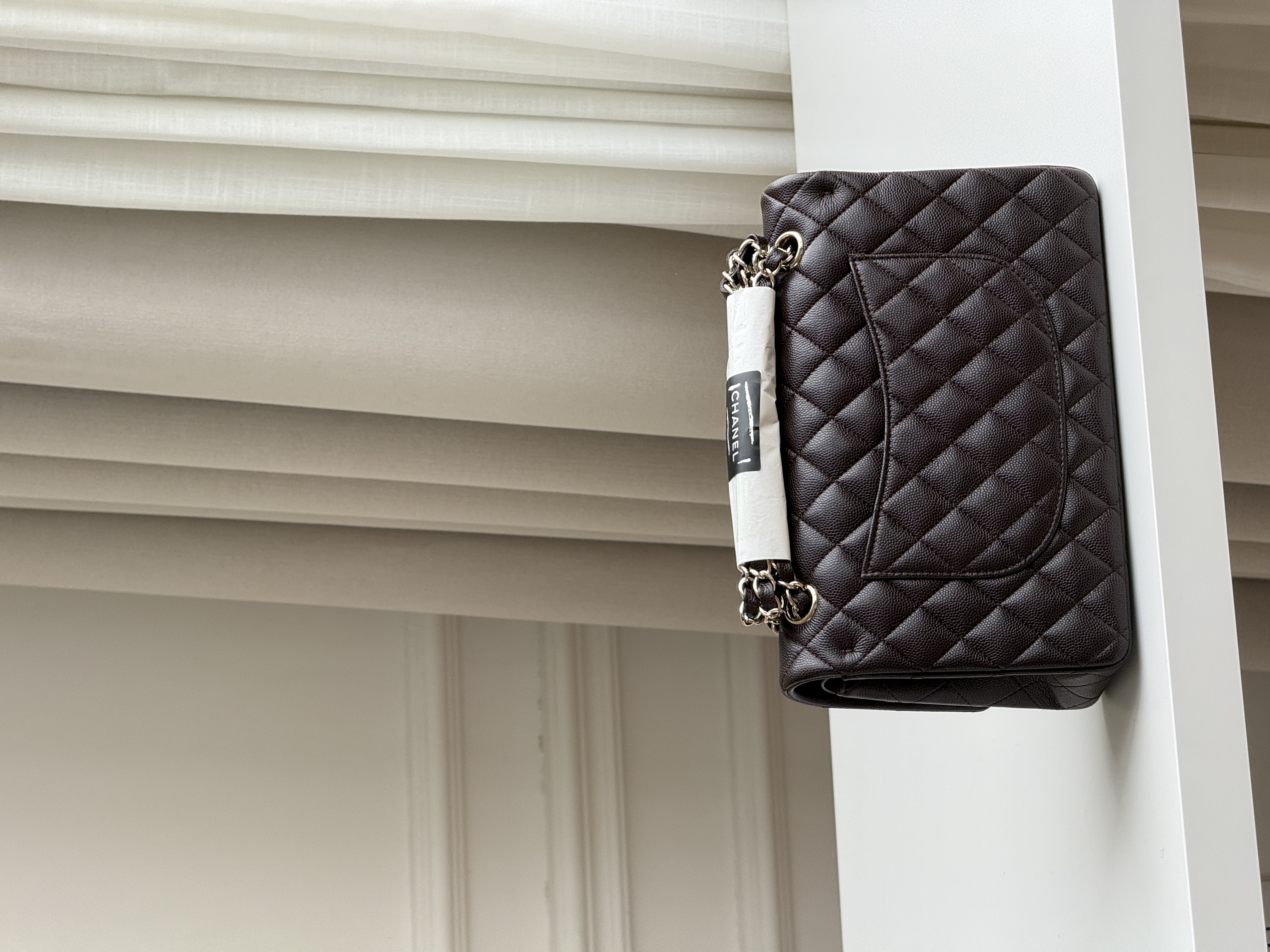 CHANEL Classic Flap Quilted Caviar Leather Bag (Dark Brown with Gold Hardware)