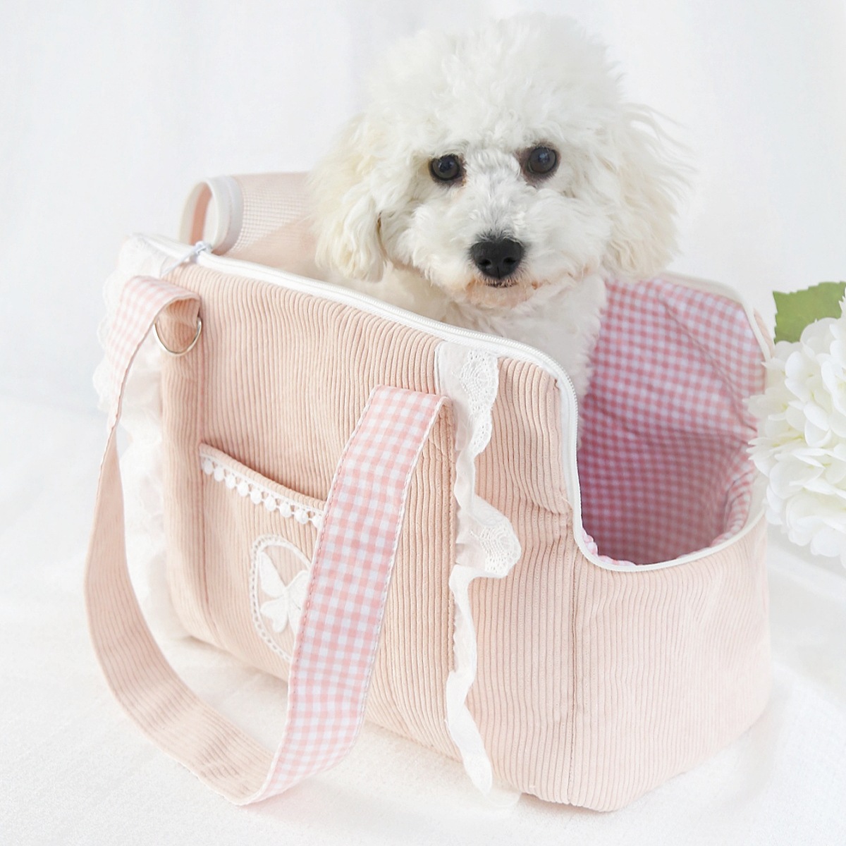 Lolita Corduroy Lace Carrier Portable Travel Bag for Small Dogs Cats - MAISONKAIRON