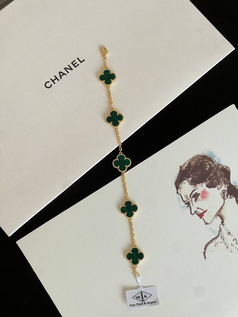 Van Cleef & Arpels Vintage Alhambra 5 Motifs Malachite Bracelet