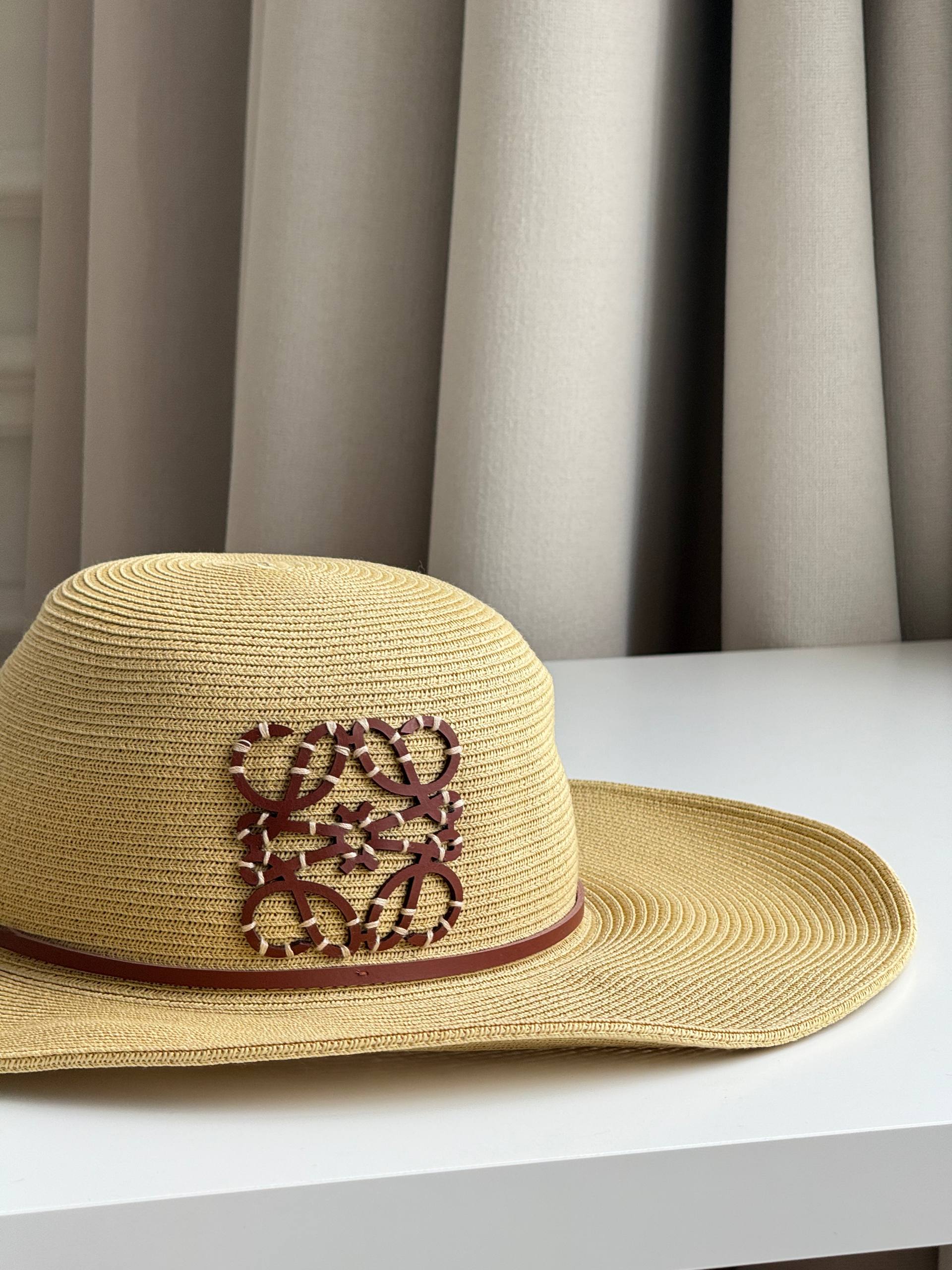 LOEWE Anagram Raffia Woven Wide-Brim Sun Hat