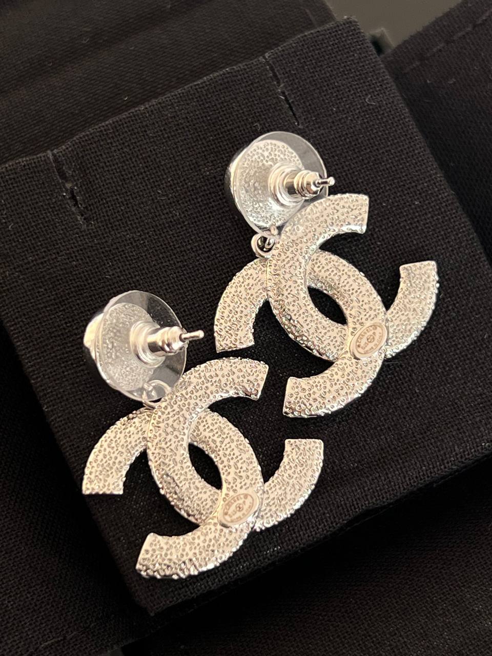 CHANEL Pearl Drop White Enamel Crystal Interlocking CC Earrings