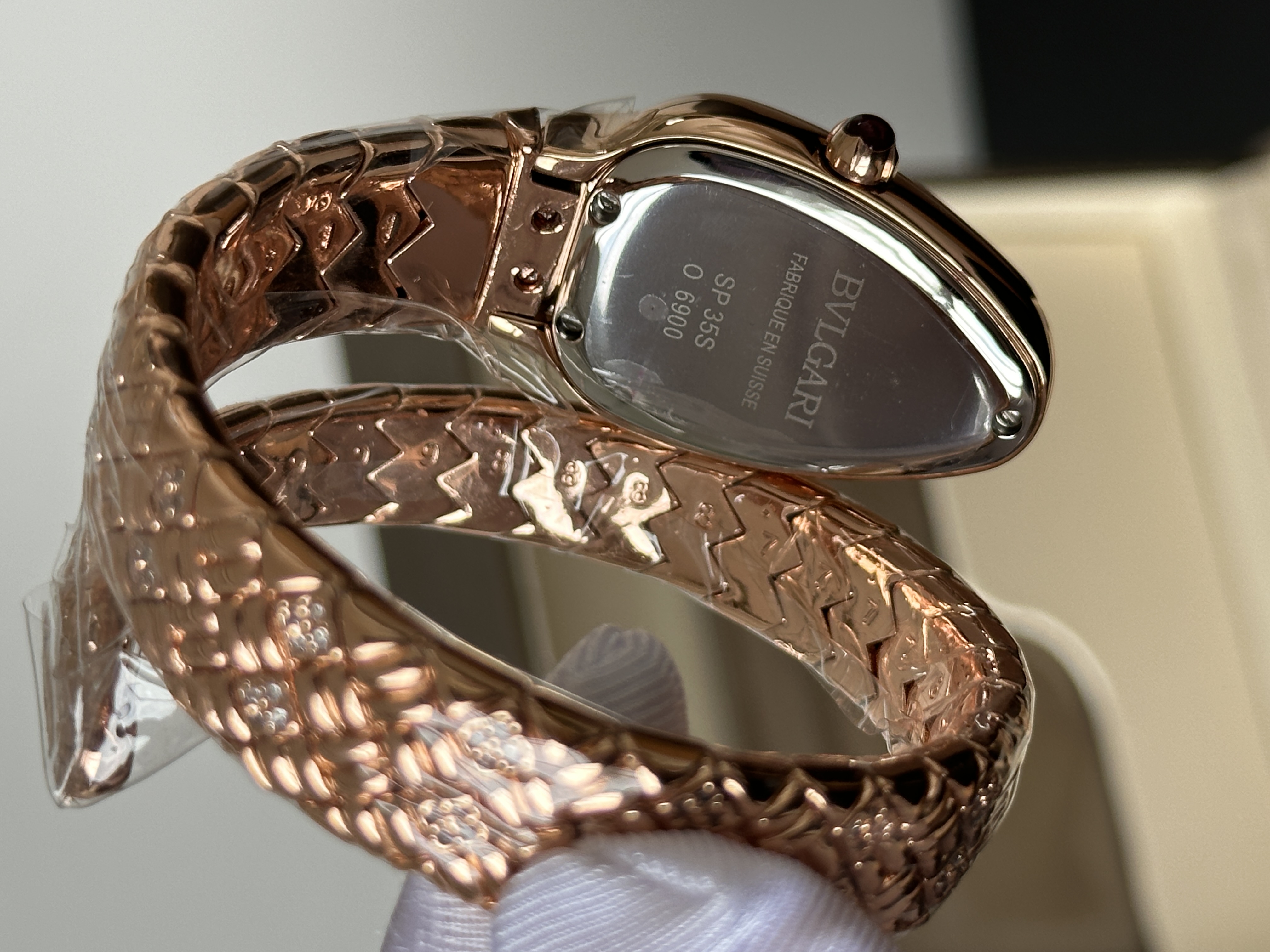Bvlgari Serpenti Rose Gold Diamond Snake Wrap Bracelet Watch