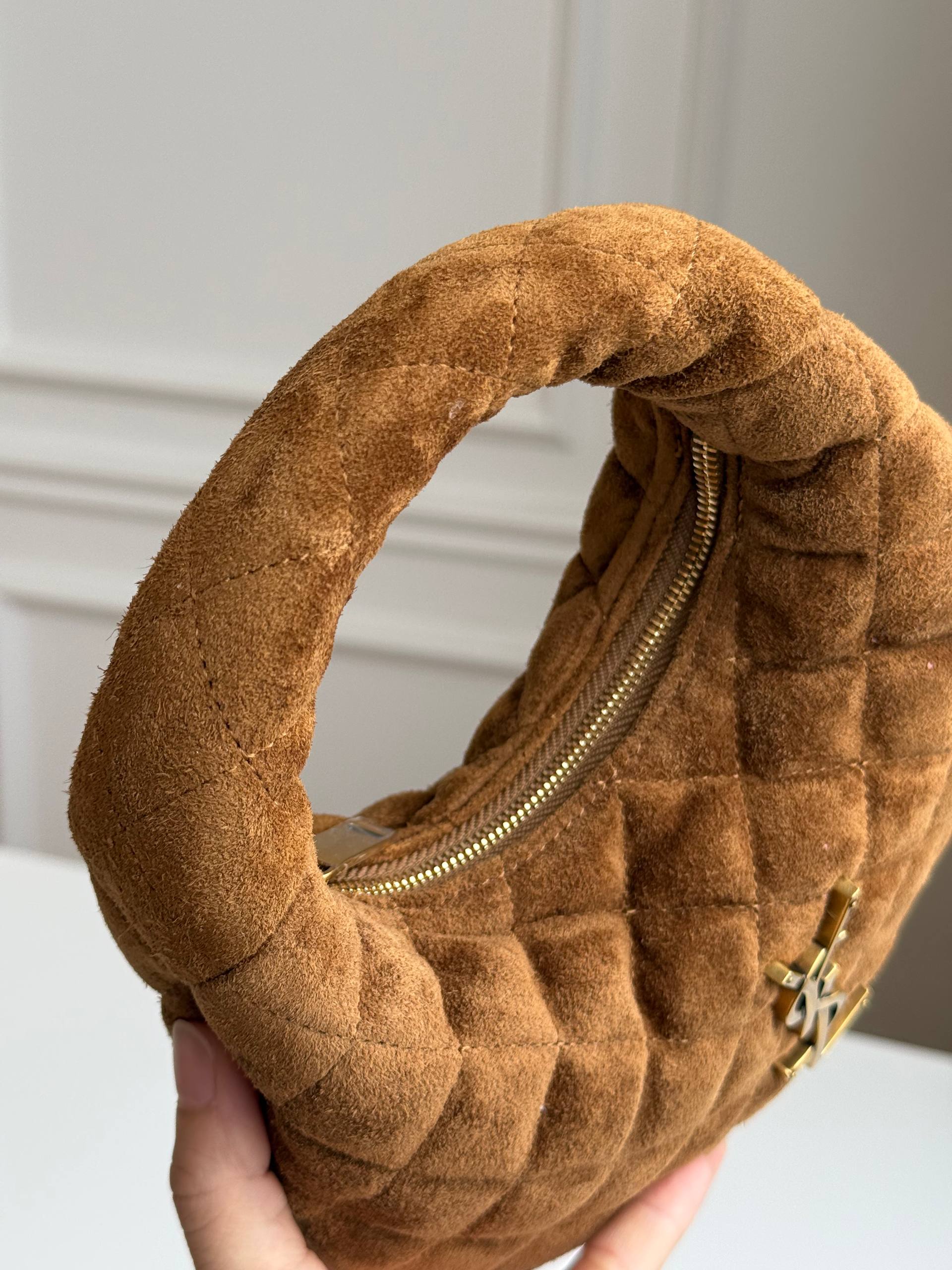Saint Laurent Baby Icare Quilted Suede Mini Hobo Bag
