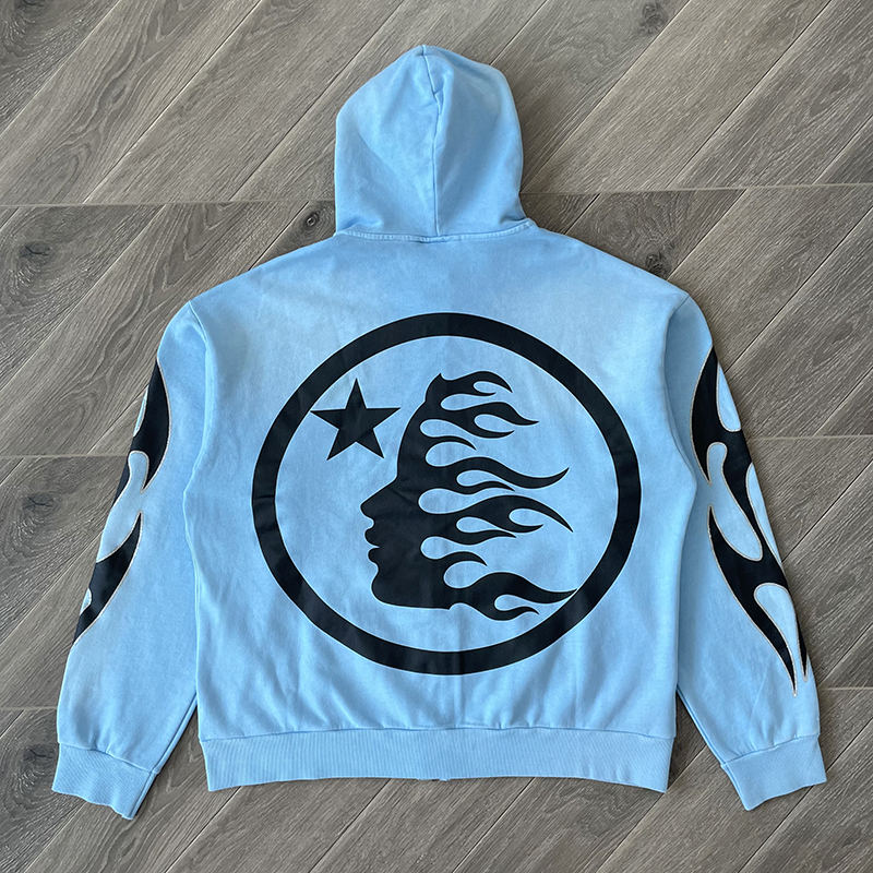 Hellstar Zipper Hoodie Sky Blue Color