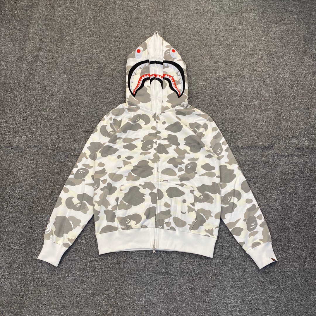 1:1 Best Quality White Camo 2 Hood Zipper Hoodie