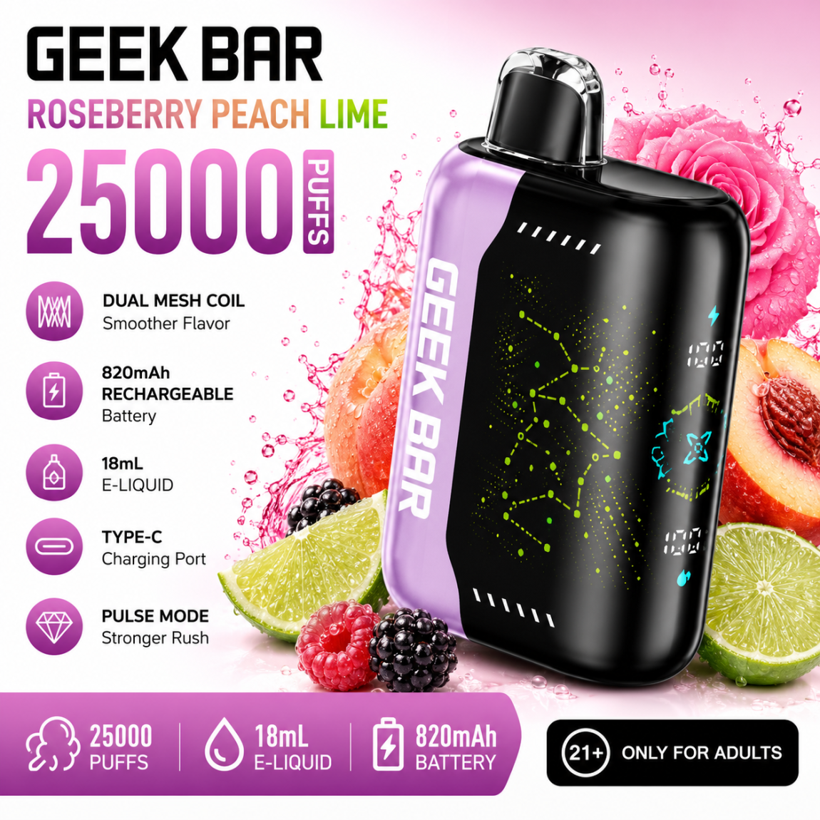 🔥GEEK BAR Disposable e-cigarettes - 25000 puffs👉Delivered Within 1–3 Business Days！