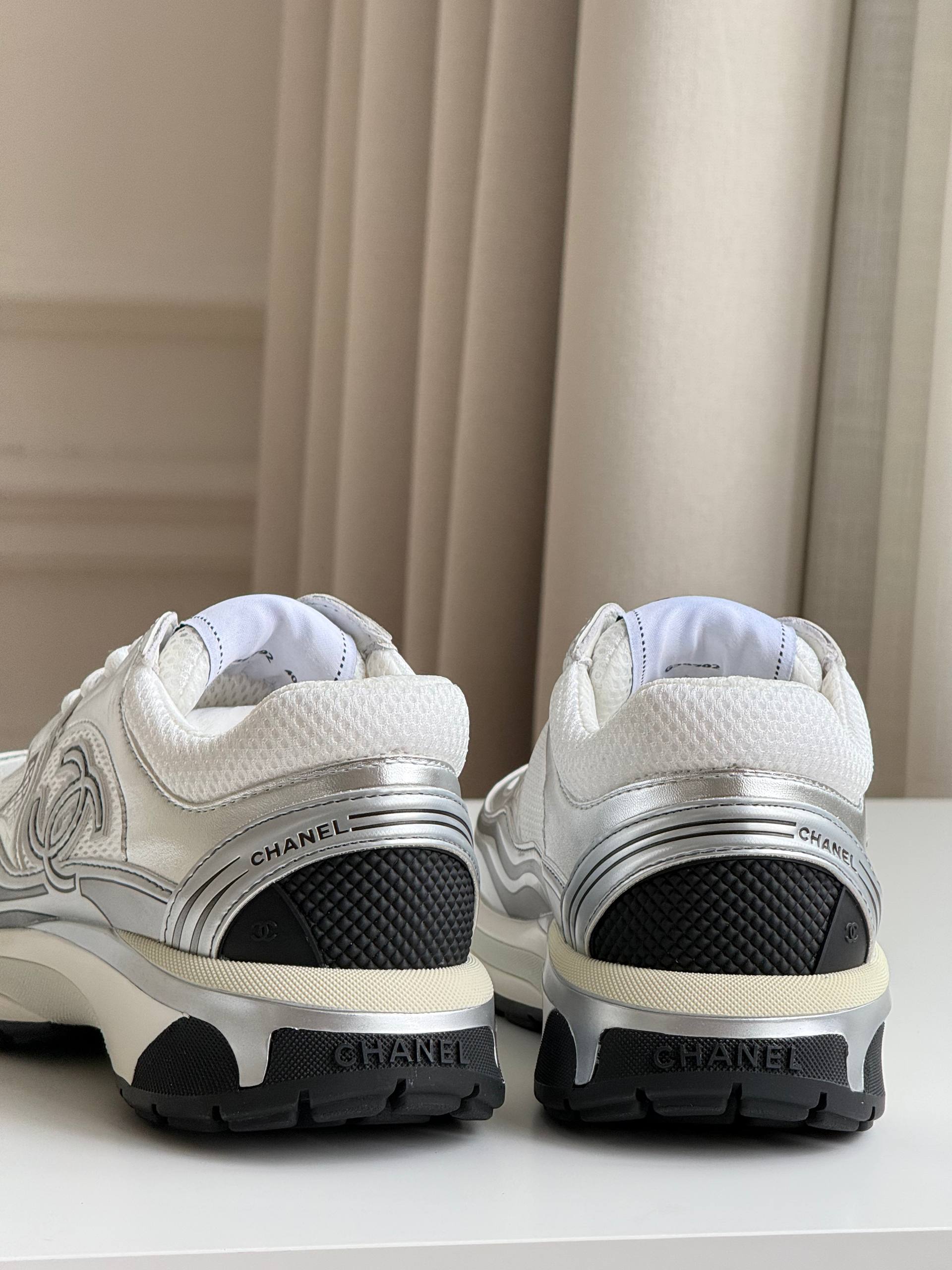 CHANEL Low-Top Sneakers in Mesh & Metallic Calfskin