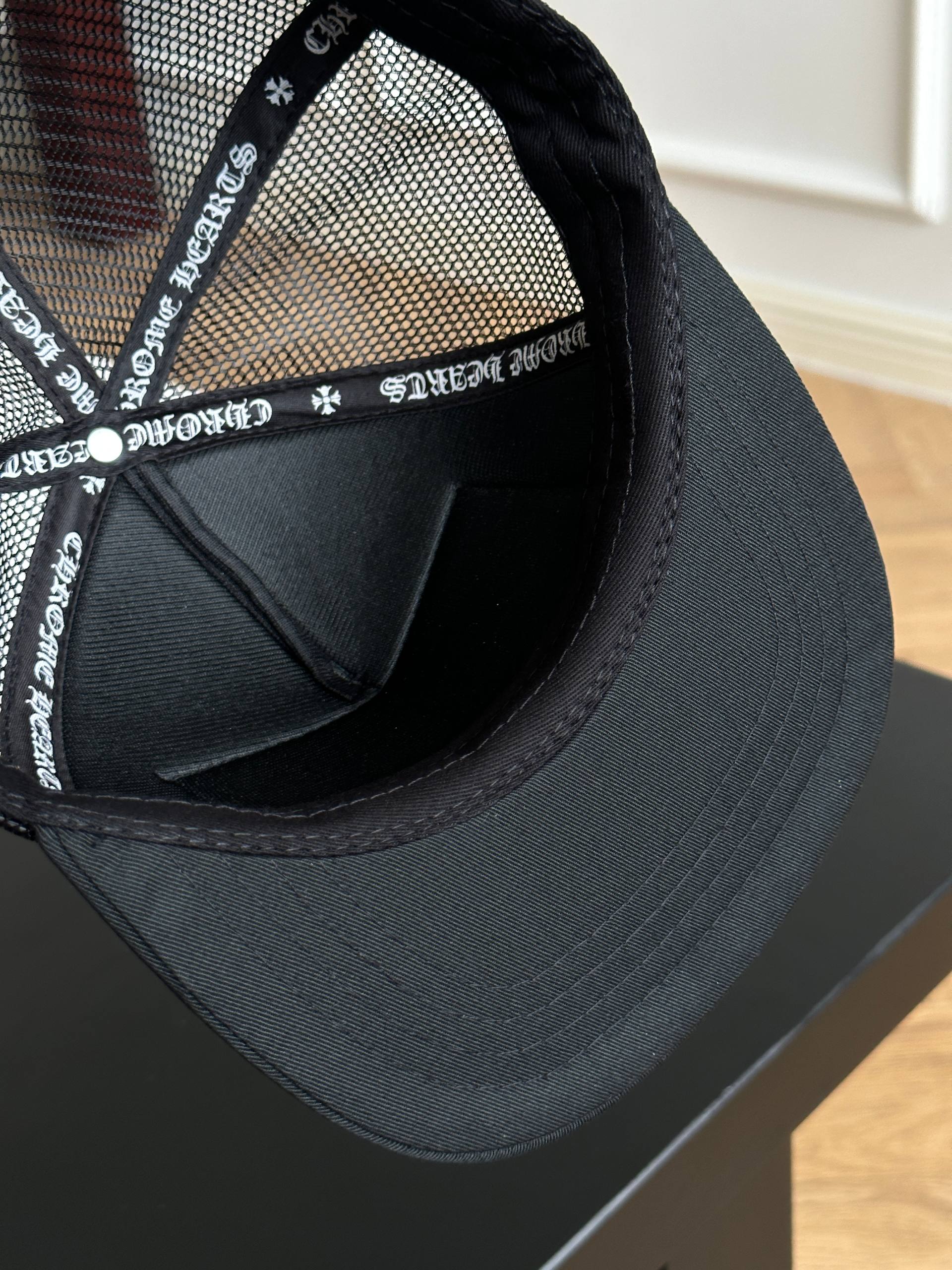 Chrome Hearts Cross Patch Mesh Trucker Flat Brim Cap