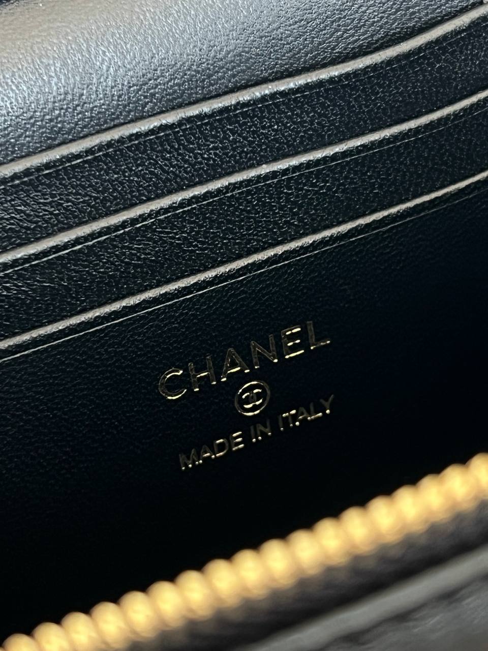 Chanel Black Lambskin Quilted Cosmetic Vanity Case