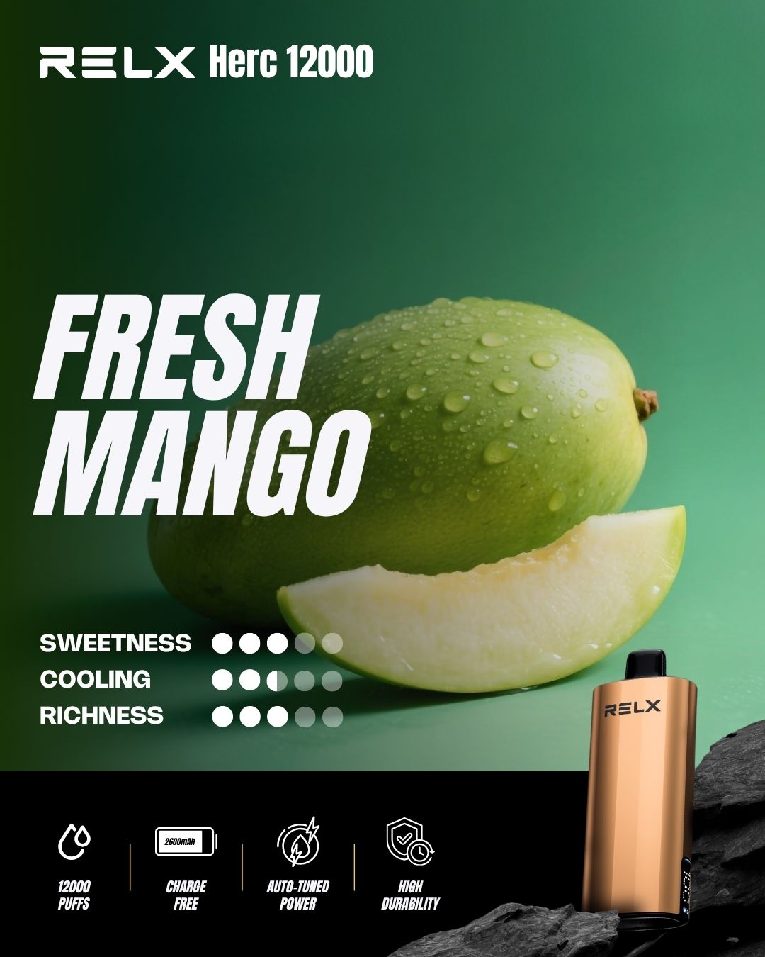 Relx Herc 12000 Puffs-FRESH MANGO