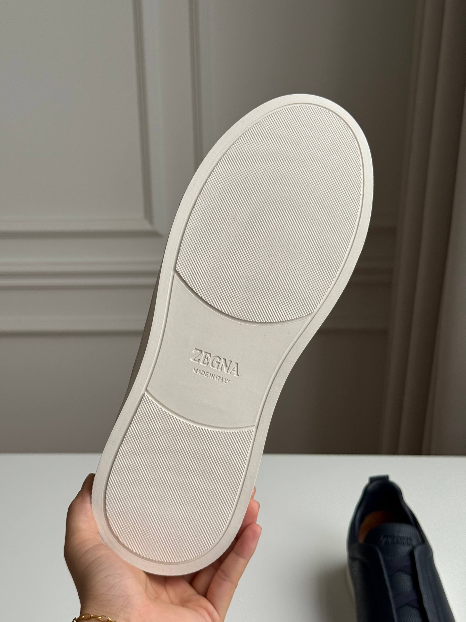Zegna Triple Stitch Elastic Slip-On Leather Sneakers