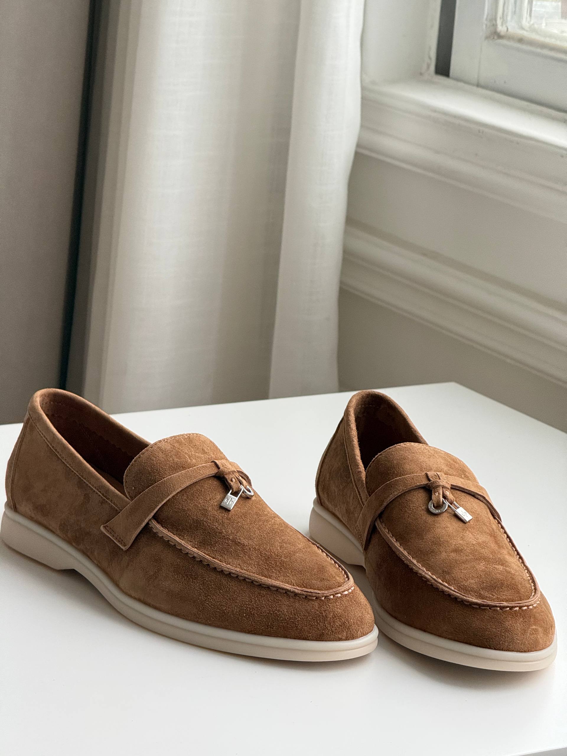 Loro Piana Suede Lock Detail Casual Loafers