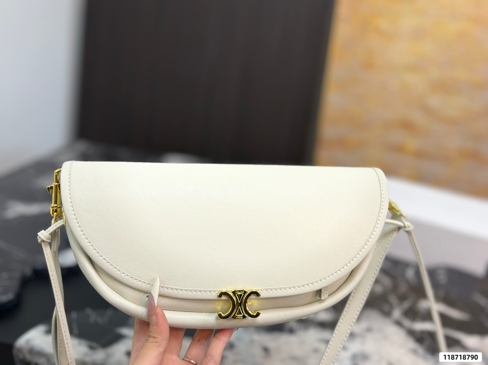 Céline Soft Triomphe Half-Moon Bag