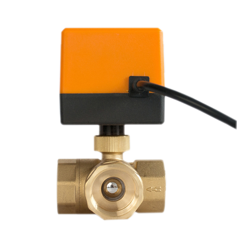 3 Way Motorized Ball Valve 220V 12V 24V 3-Wire 2 Point Control Brass Electric Ball Valve