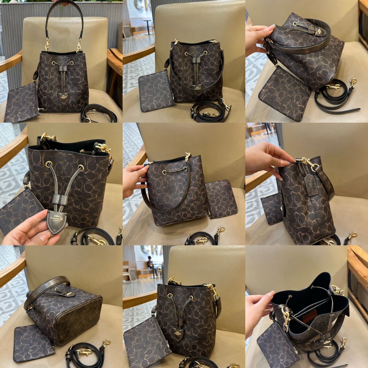 Women Handbag CEL14 CDY21 CBH06 CBH07 CDA92 CEA23 ROWAN BUCKET BAG IN PRETTY SIGNATURE CANVAS