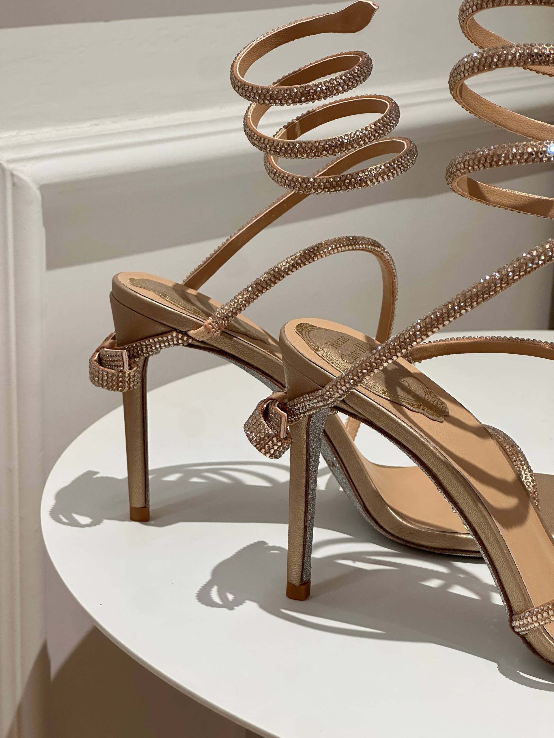 René Caovilla Cleo Crystal-Embellished Satin Sandals