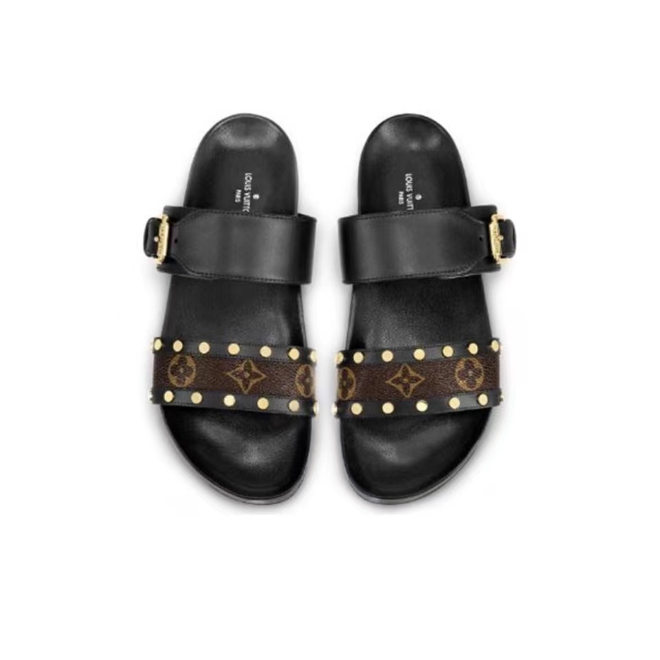 LV Bom Dia Leather Slide Sandals