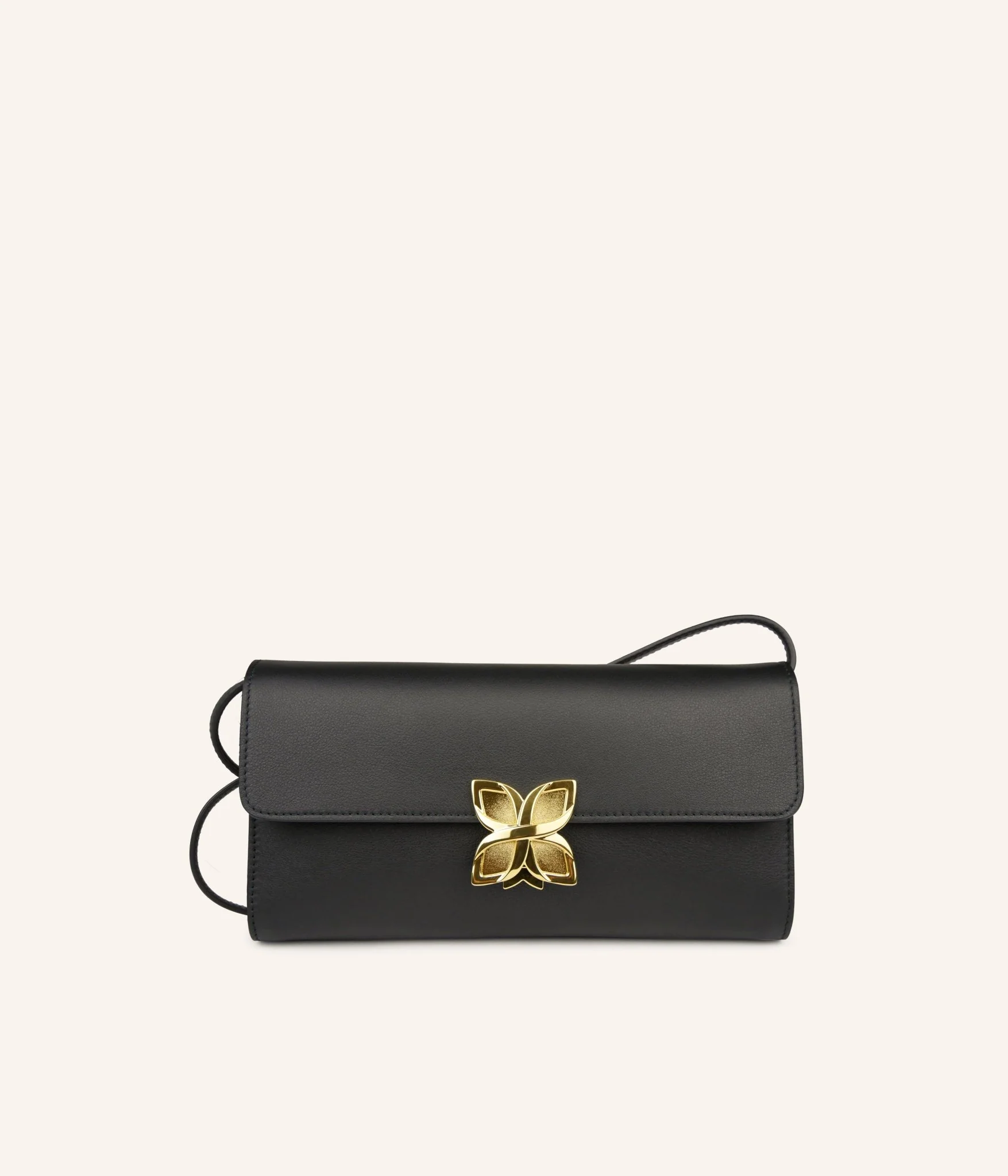 Hortensia Clutch | Noir Lisse