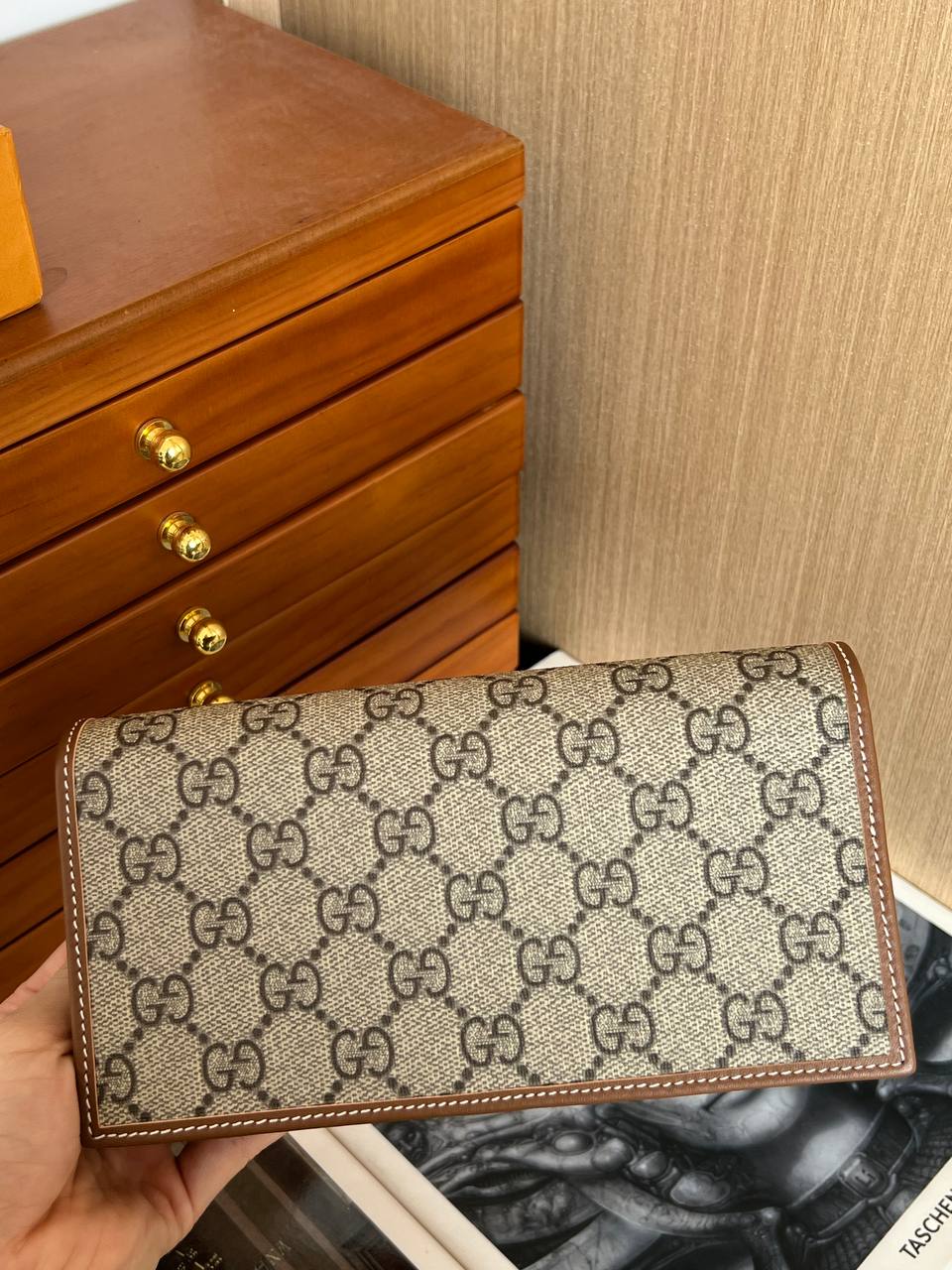 Gucci GG Supreme 1955 Horsebit Long Wallet On Chain