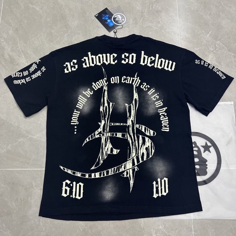 Hellstar Retro Printed Weathered American Round-neck Short-sleeved T-shirt