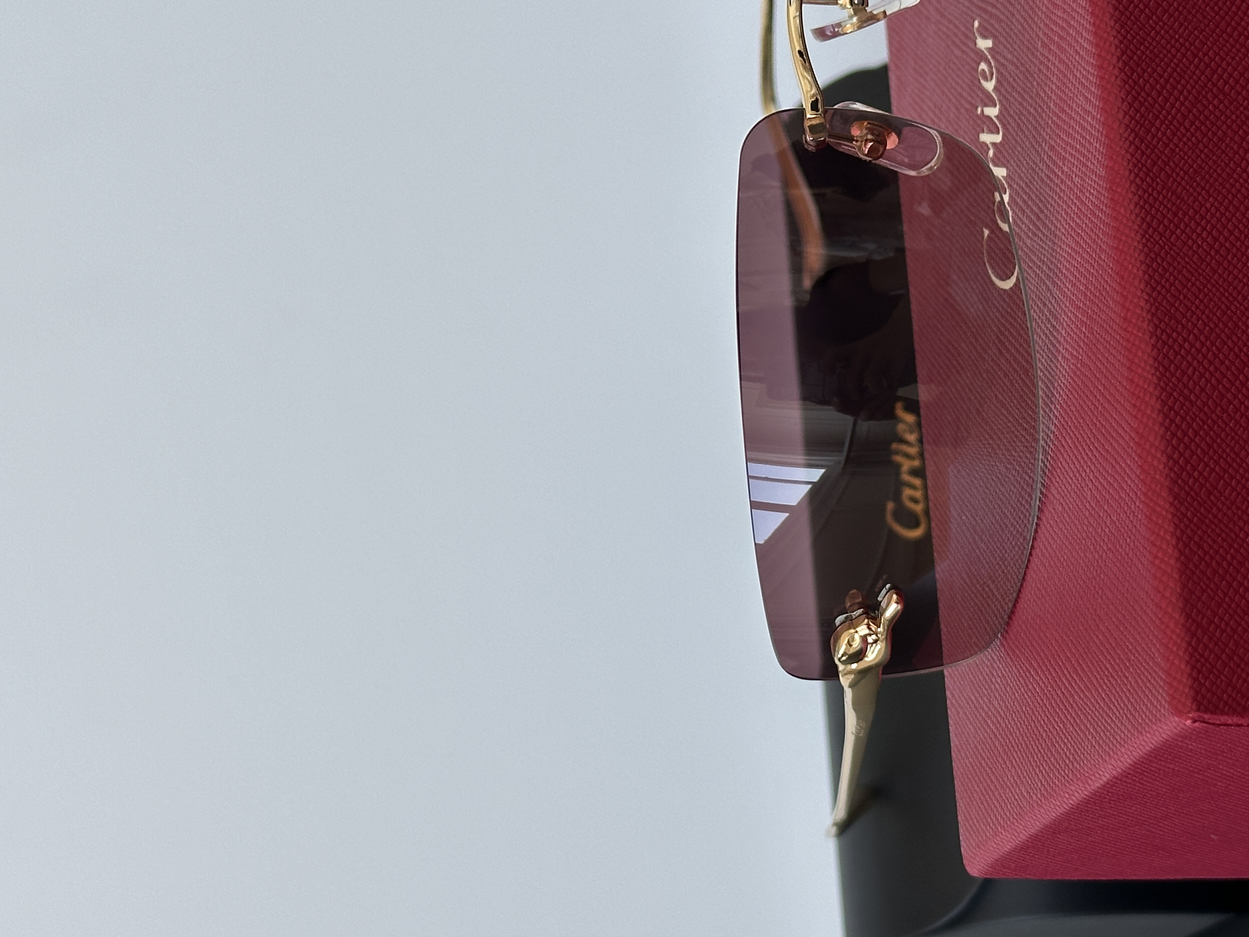 Cartier Panthère de Cartier Rimless Sunglasses with Panther Motif