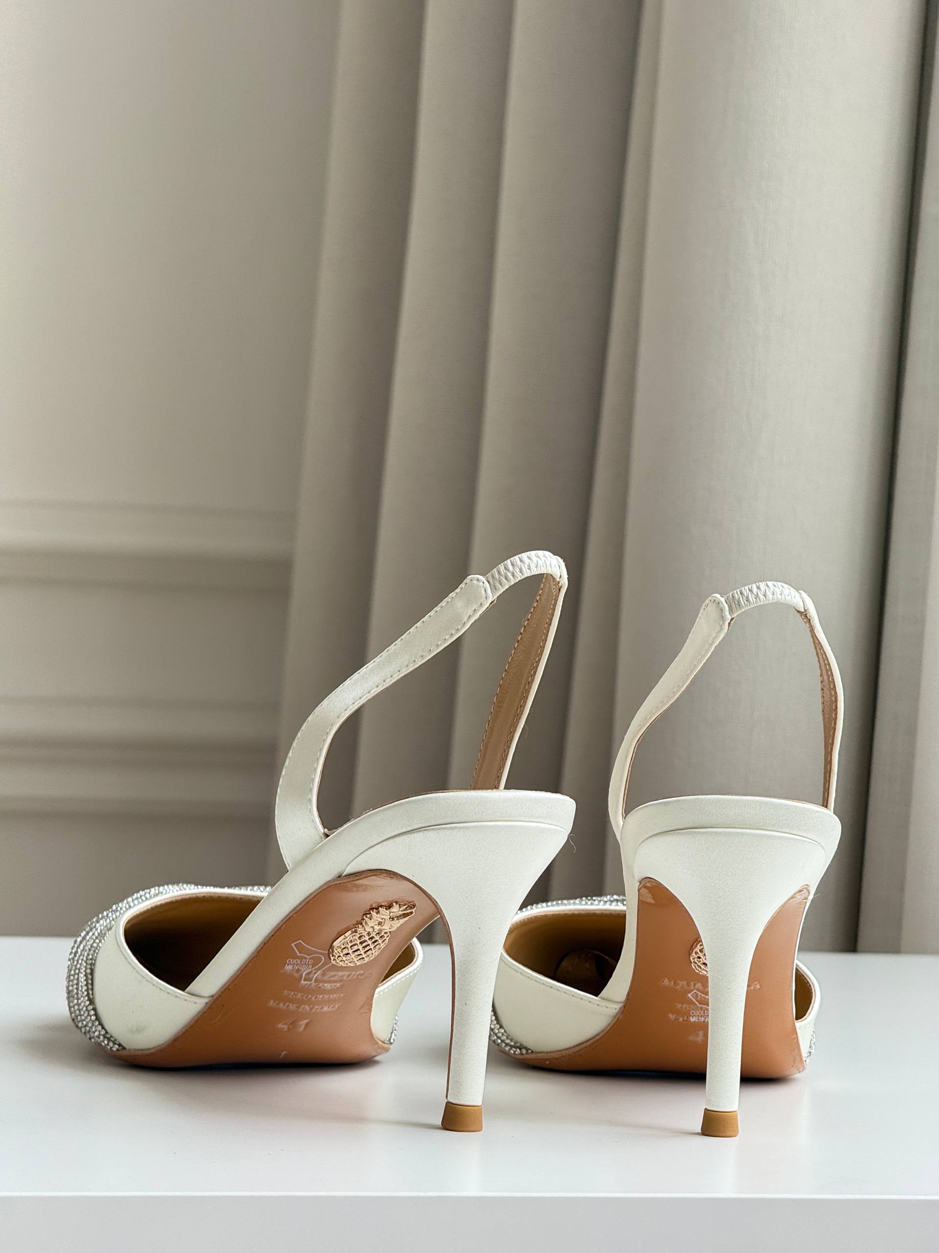 Pointed Toe Crisscross Rhinestone Slingback Stiletto Heel Sandals
