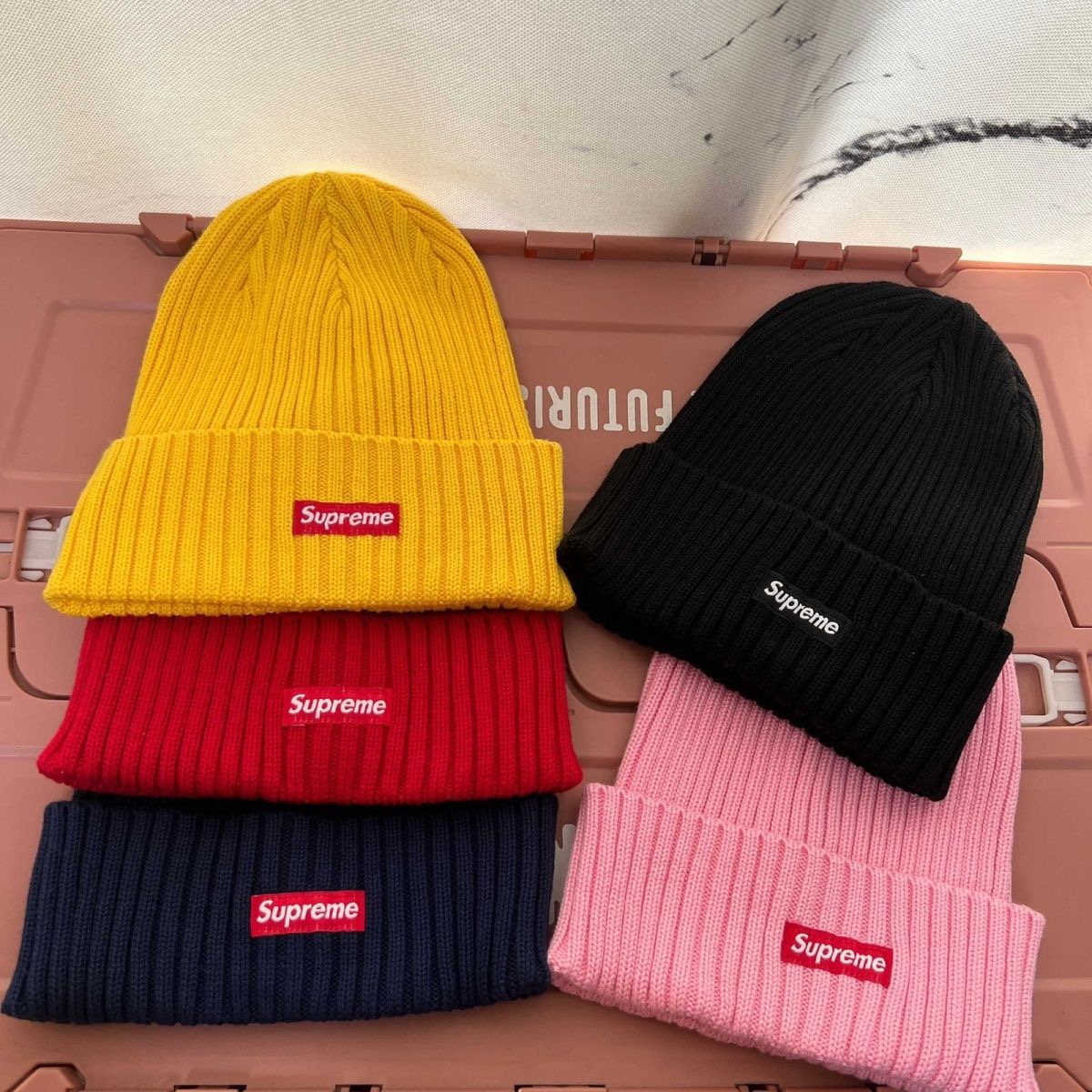 Supreme Cold Hat 5-Color Knitted Hat Stacked
