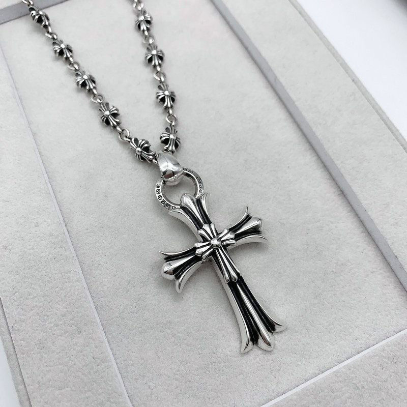 s925 cross double pendant necklace