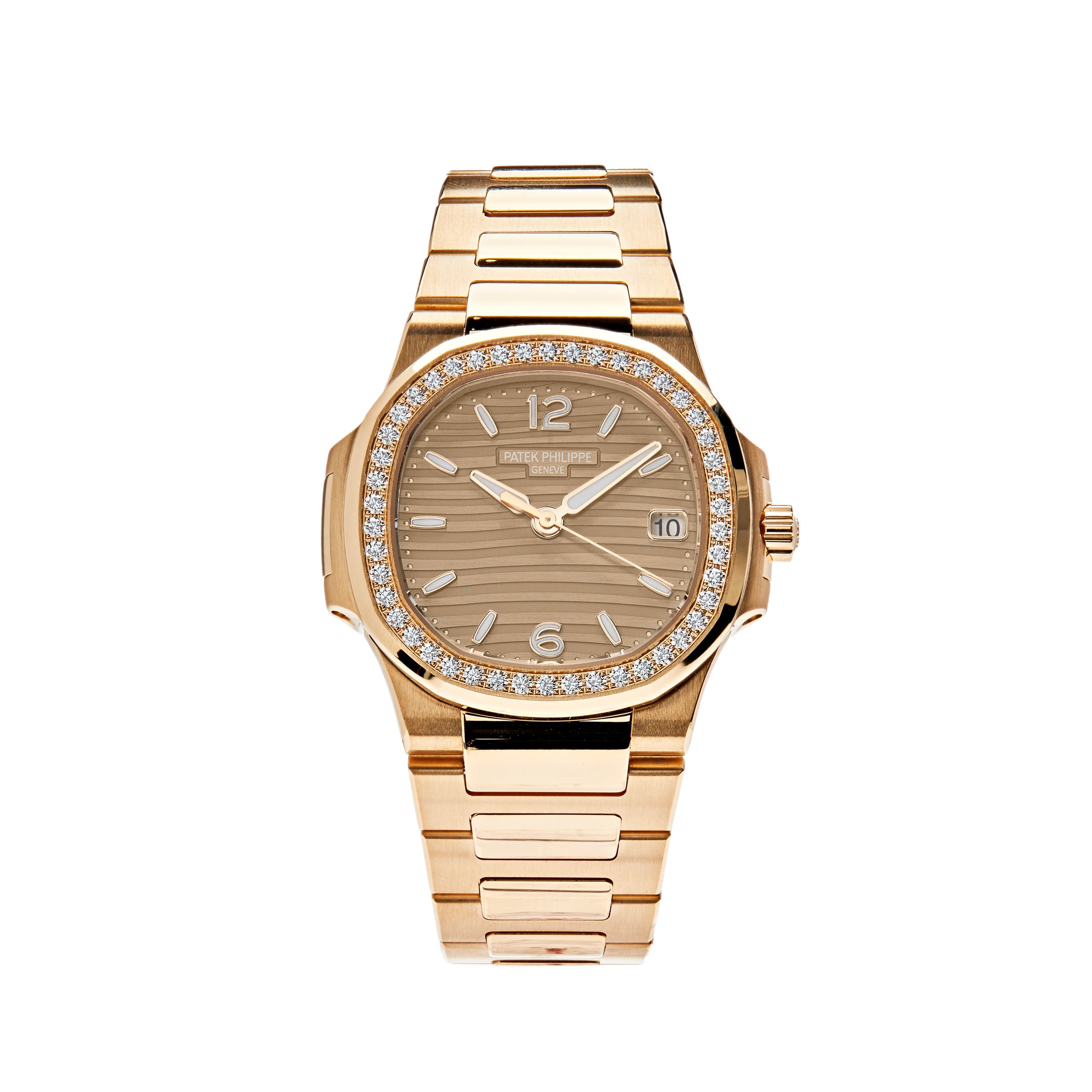 Patek Philippe Ladies Nautilus Quartz Rose Gold Diamond Bezel 7010/1R-012【1:1 Replica】