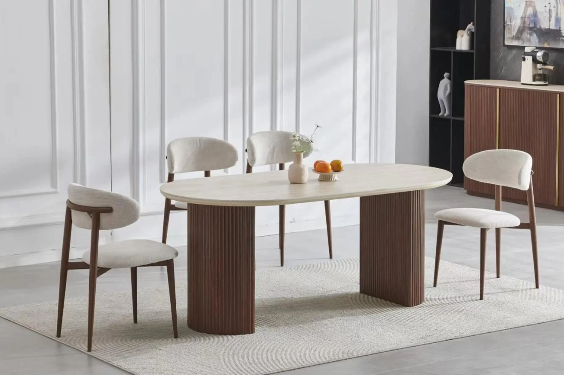 Table à Manger de Salon en Effet Travertin TERRA - 180 x 90 cm