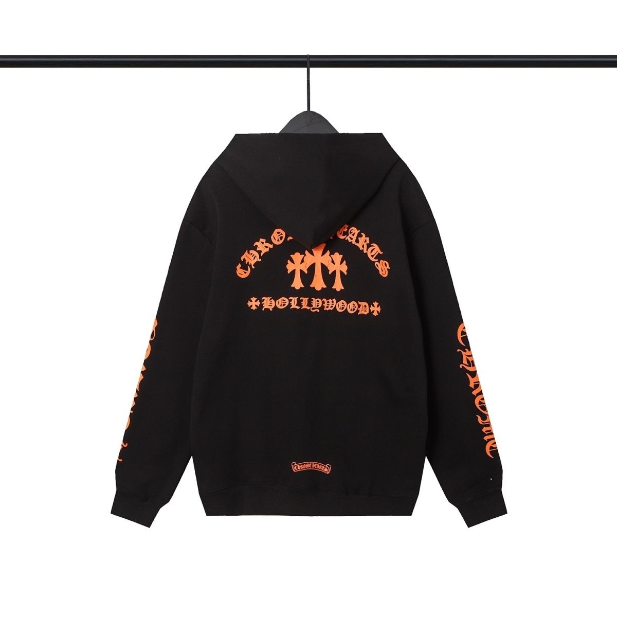CH Orange Logo Letters Hoodie Black