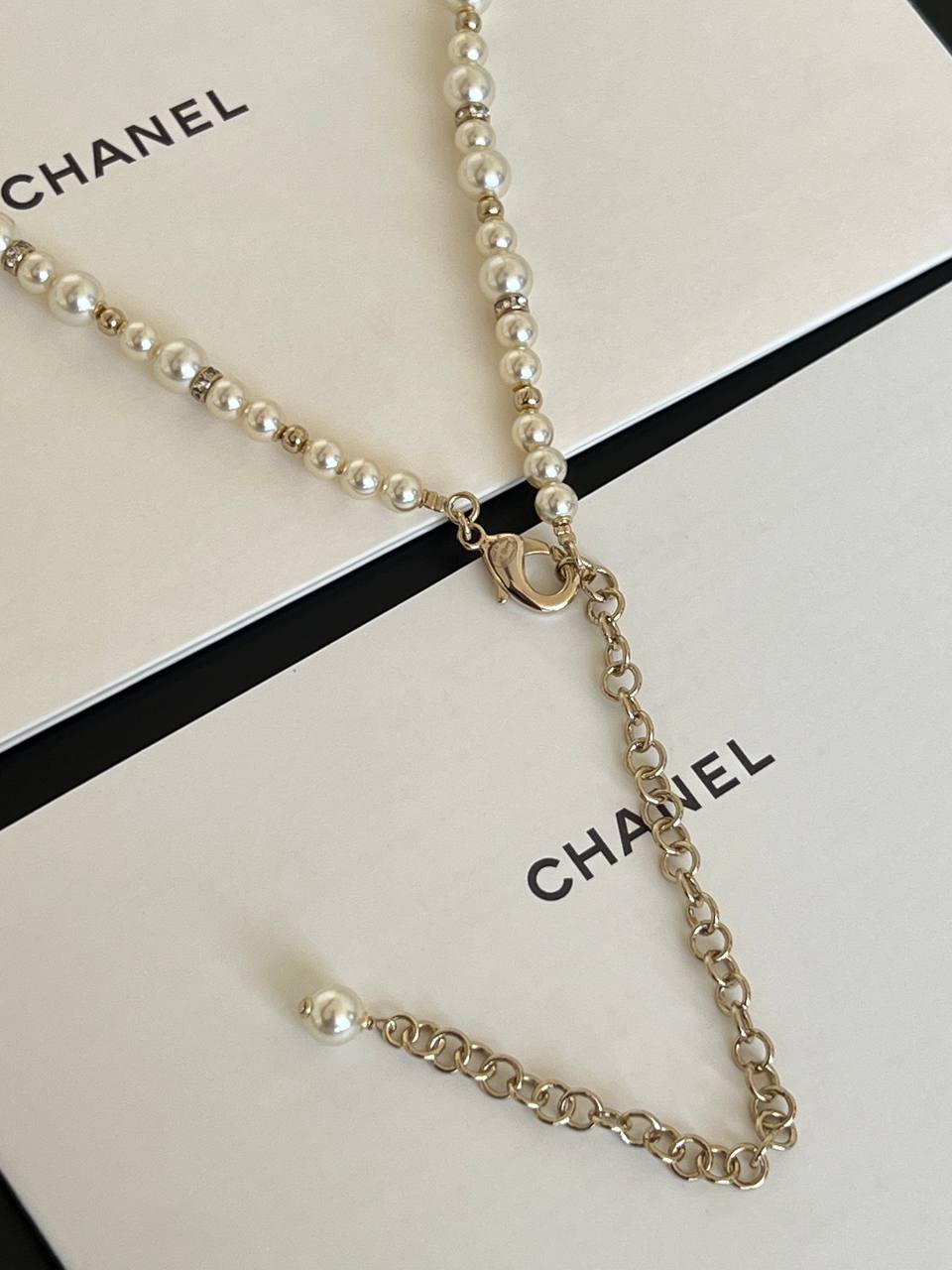 Chanel Star Crystal CC Pendant Multi-layer Pearl Long Necklace