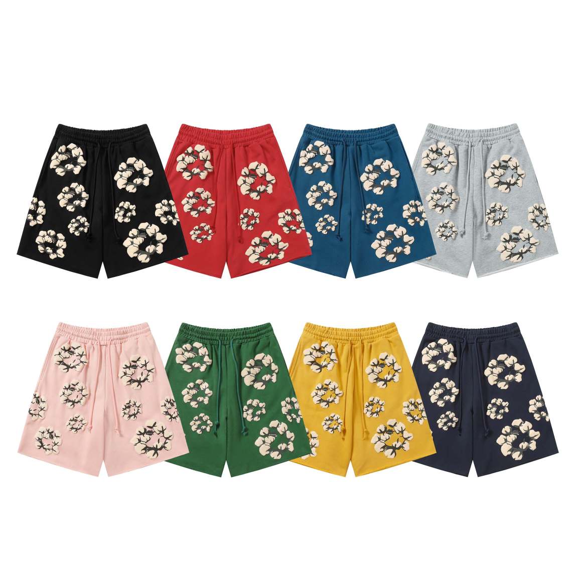 Denim Tear Cotton Flower Puff Logo Shorts 8 Colors