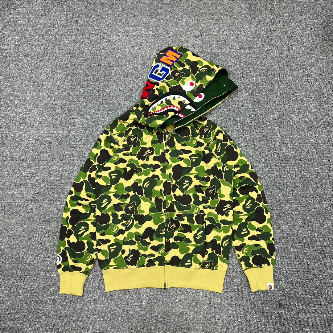 1:1 Best Quality ABC Green Camo 2 Hood Zipper Hoodie