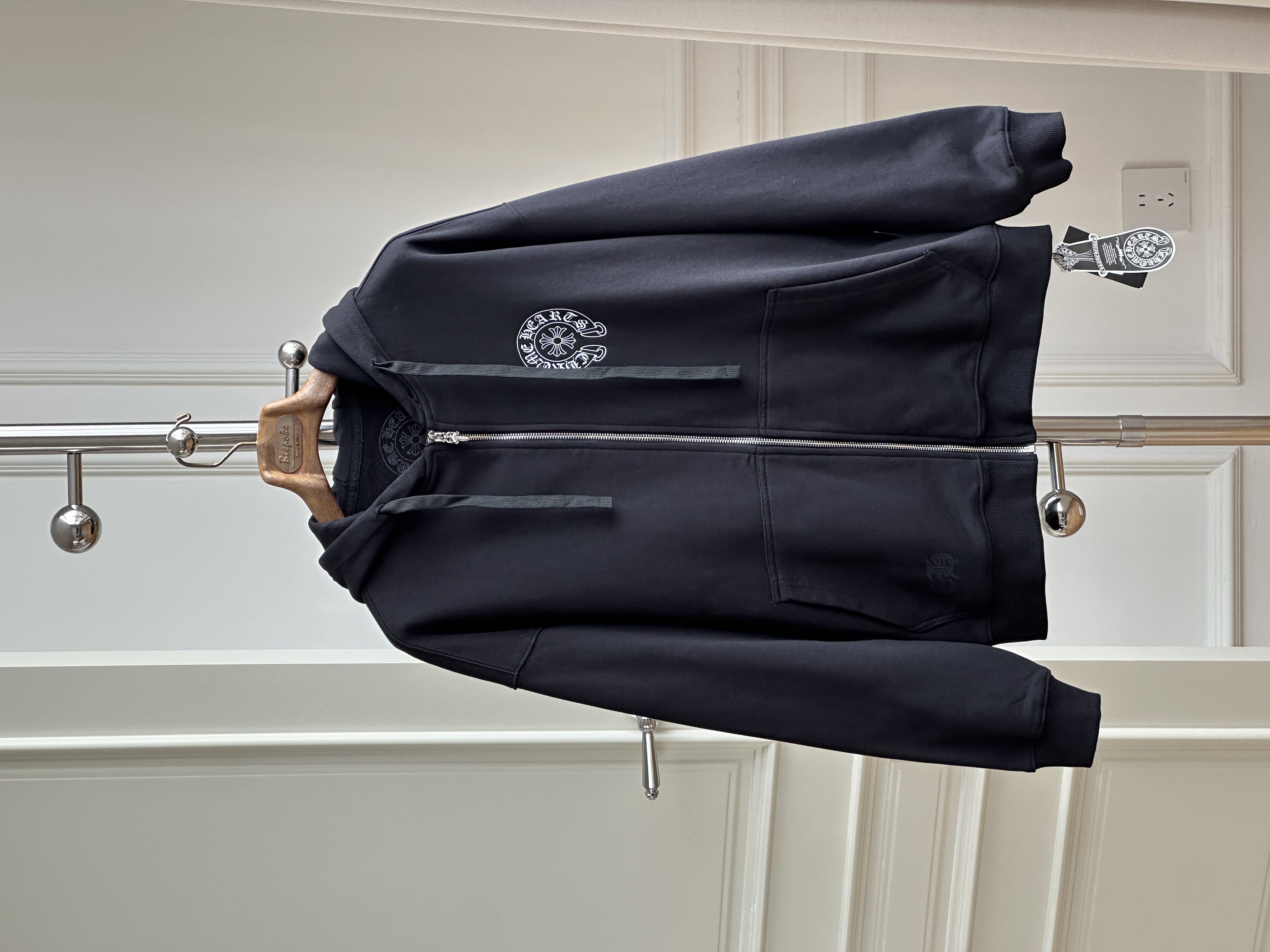 Chrome Hearts Horseshoe Cross Print Loose Zip Up Hooded Jacket