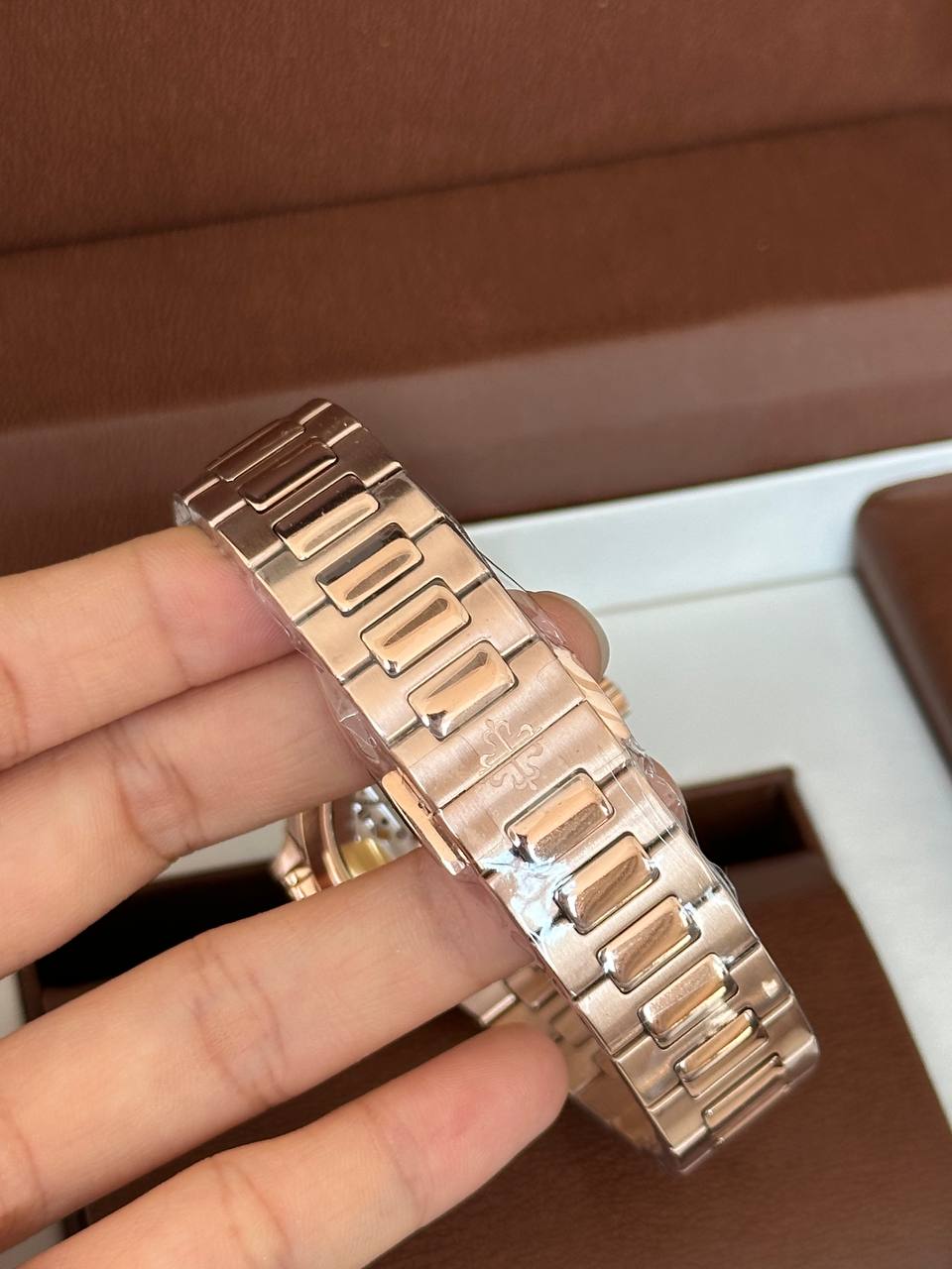 Patek Philippe Nautilus Rose Gold Diamond Bezel Automatic Watch